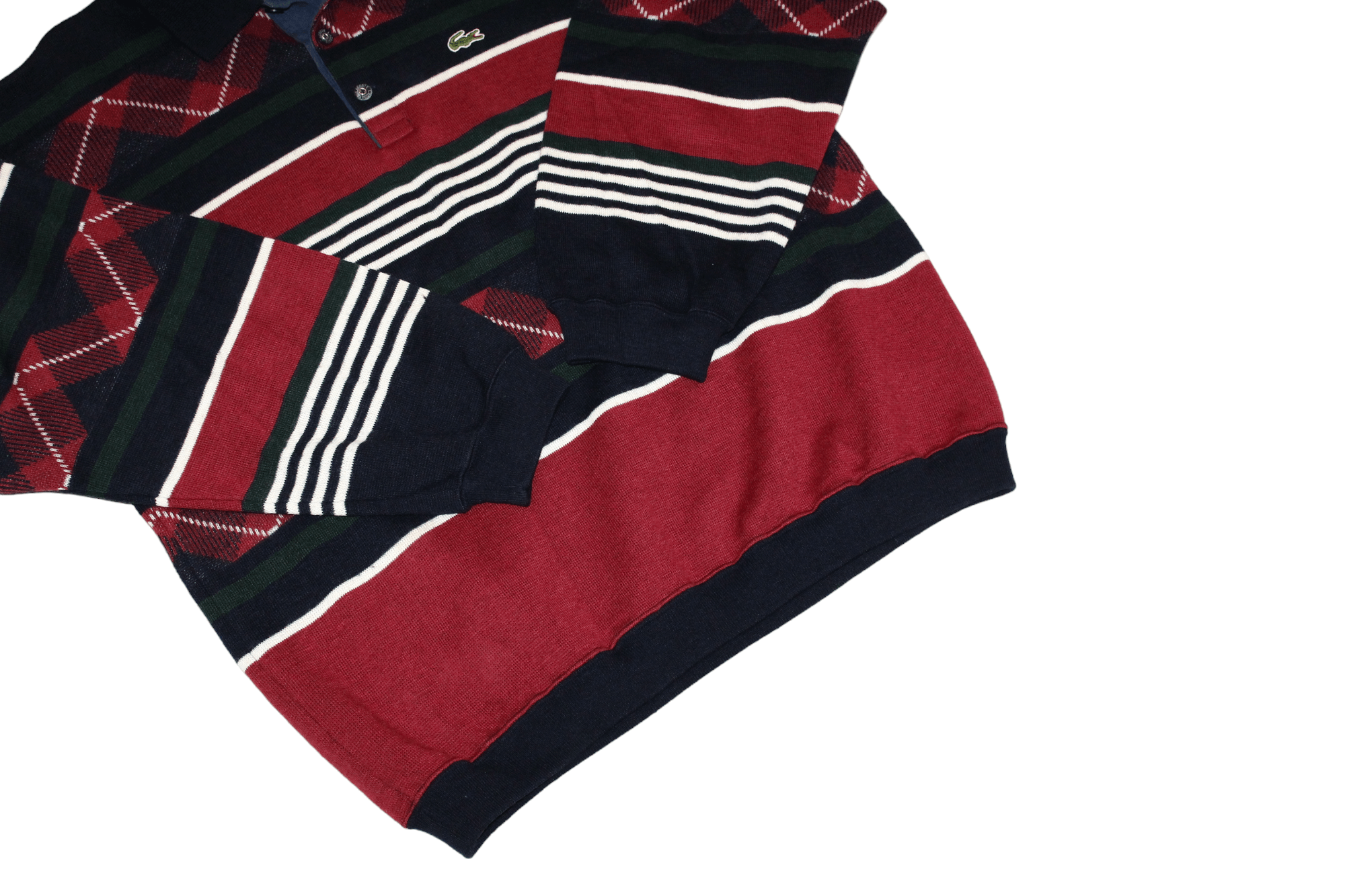 Lacoste VTG 70s Lacoste Wool Blend Knitted Striped Polo Jumper Size US XL / EU 56 / 4 - 8 Thumbnail