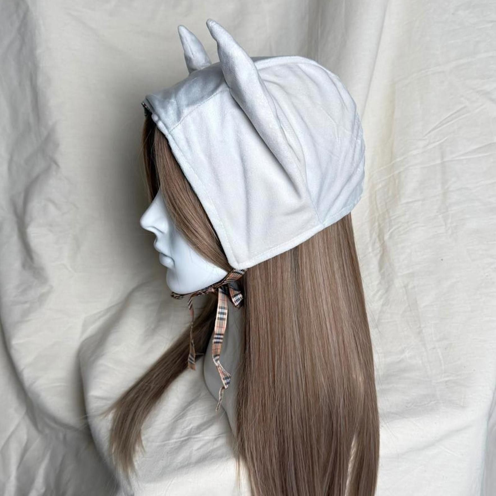 Japanese Brand Handmade Reversible Striped Pointed Devil Ear Bonnet Size ONE SIZE - 7 Thumbnail