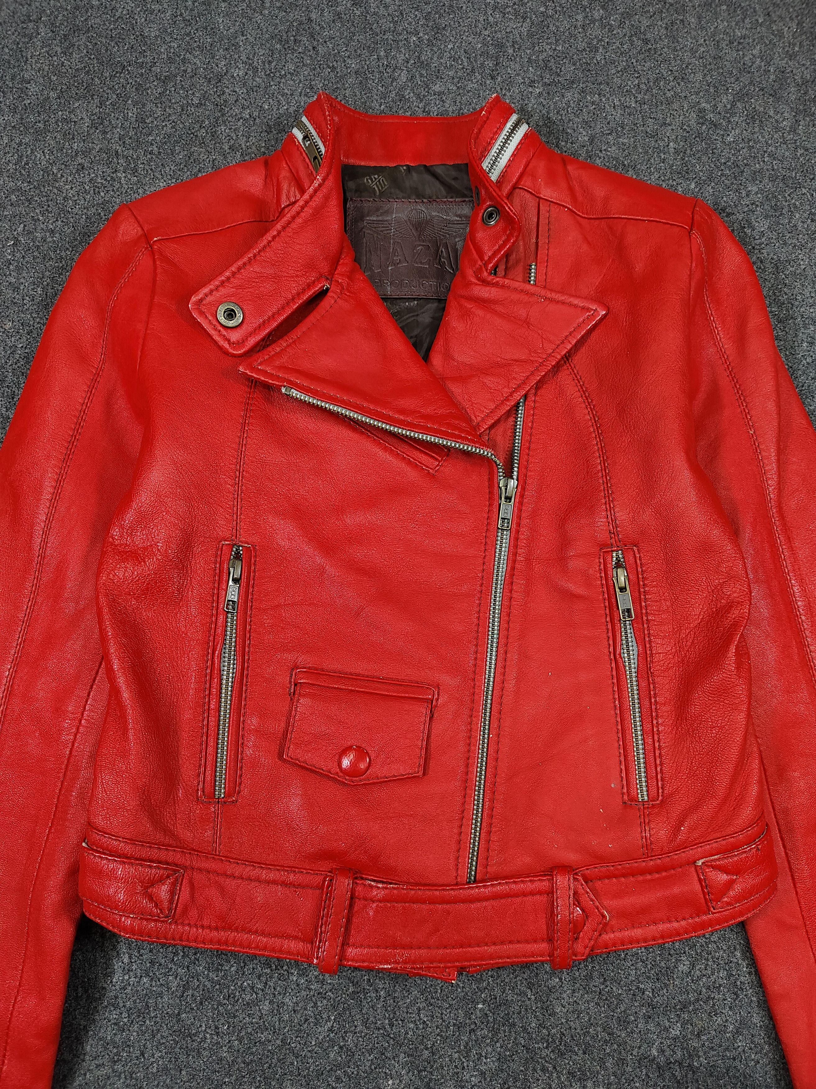 Vintage 90s Nazah London England- Cropped Moto Biker Leather Jacket Size S / US 4 / IT 40 - 7 Thumbnail