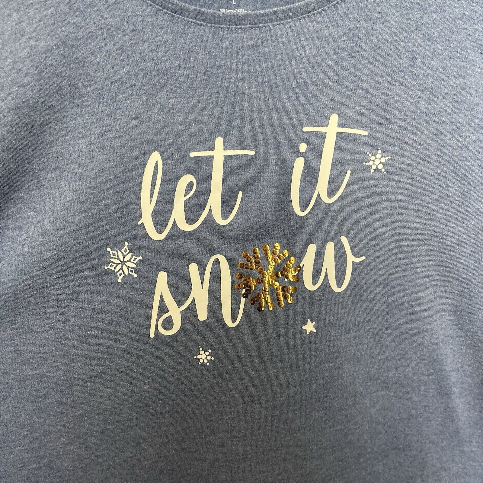 Croft & Barrow Croft & Barrow | Let It Snow Sequin Snowflake LS Top Large Size L / US 10 / IT 46 - 3 Thumbnail