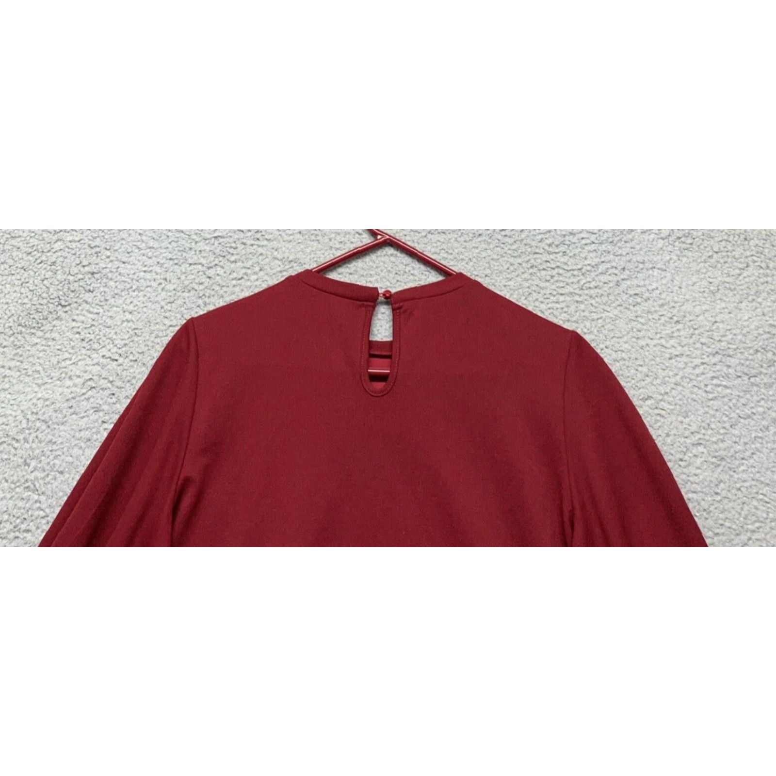 Shein VINTAGE SheIn Blouse 3/4 Sleeve Cropped Top Womens M Burgundy Stretch Shirt Ballon Sleeve Size M / US 6-8 / IT 42-44 - 5 Thumbnail