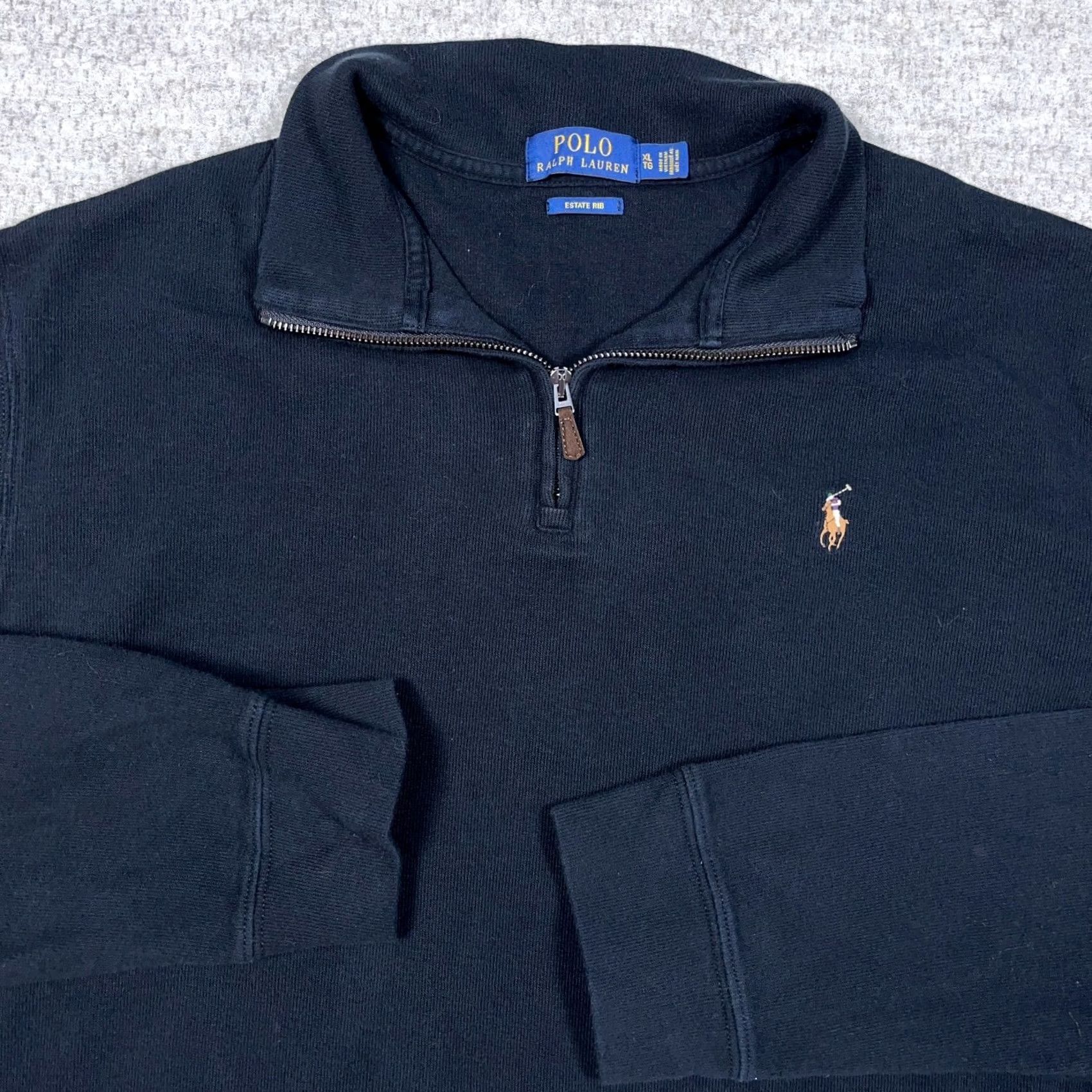 Polo Ralph Lauren Polo Ralph Lauren Sweater Mens XL Black Men Pullover Quarter Zip Estate Rib Flesh Size US XL / EU 56 / 4 - 4 Thumbnail