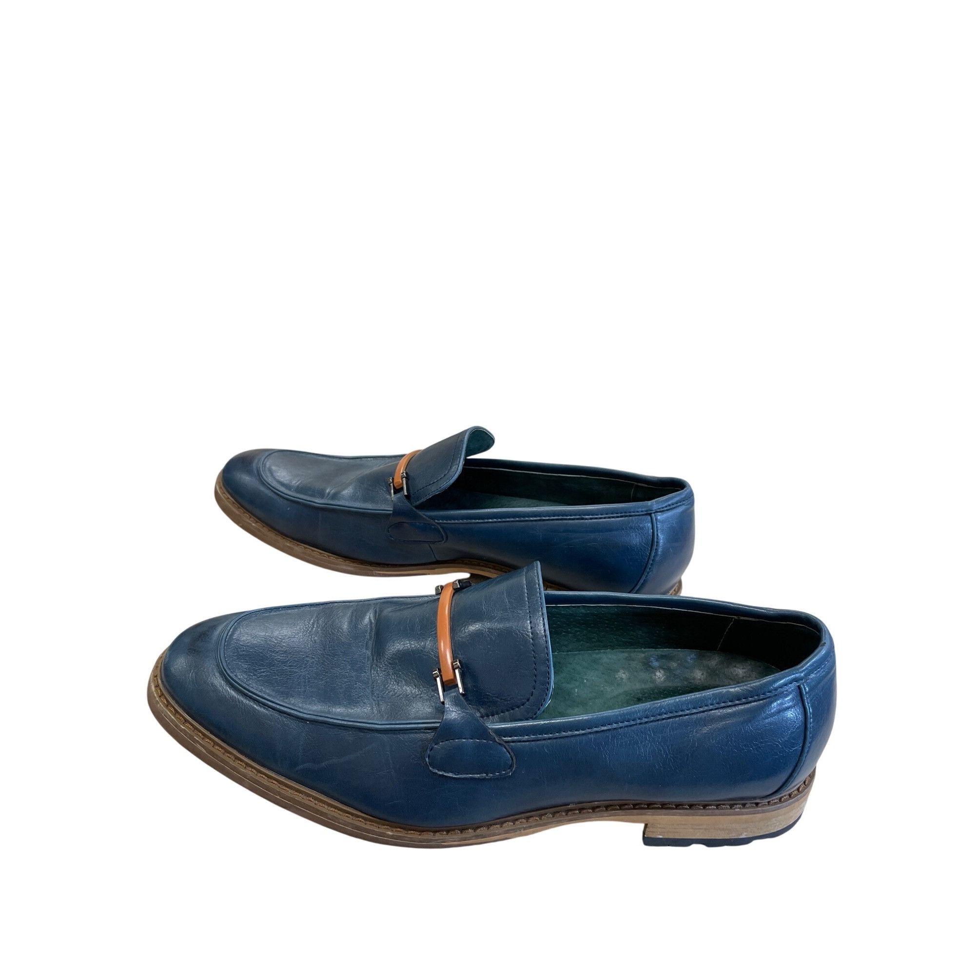 Other Todd Welsch Mens Blue Slip-On Faux Leather Loafers Size 12D Size US 12 / EU 45 - 3 Thumbnail