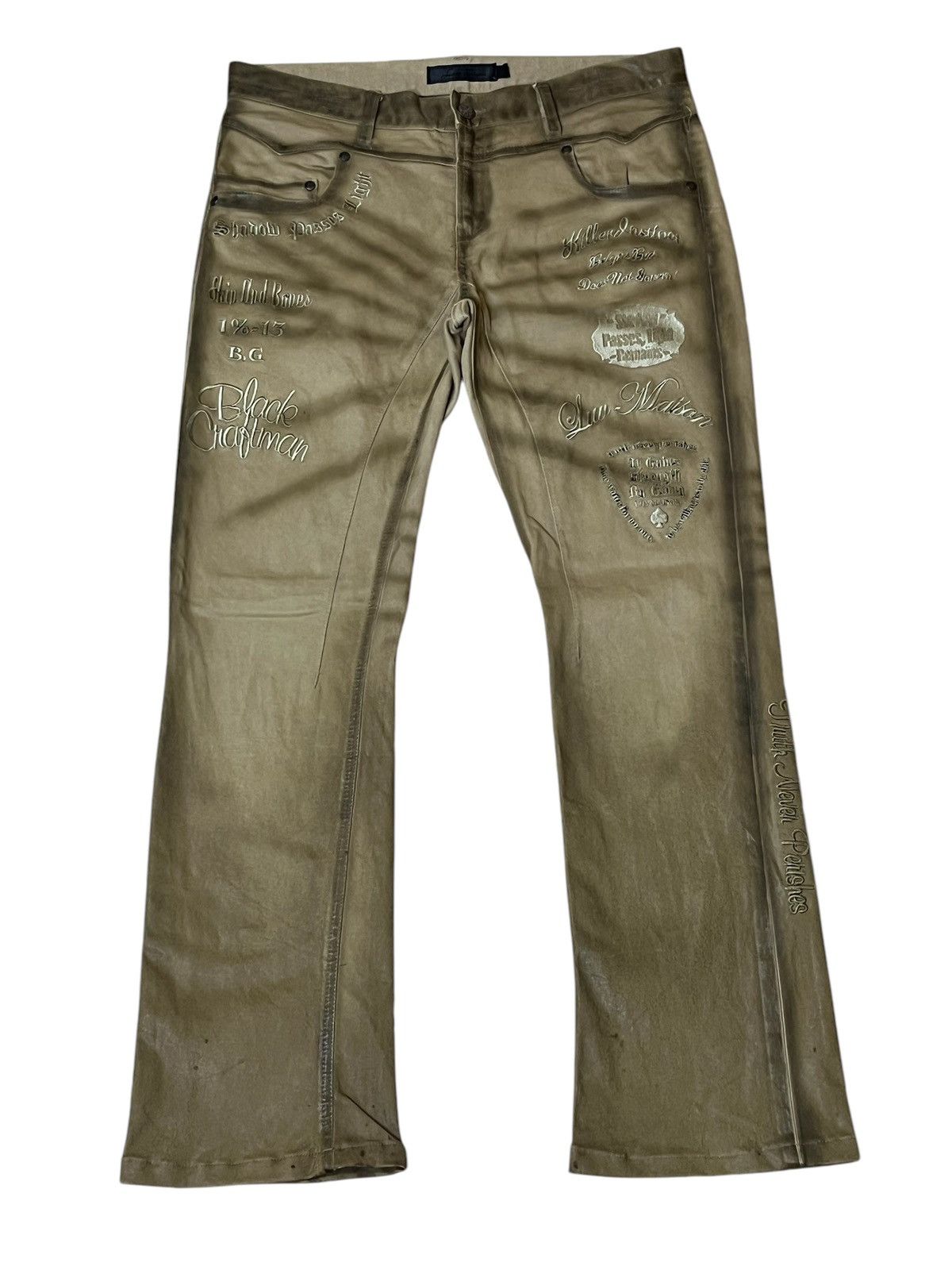 JACKROSE SICK🔥JACKROSE LUV MAISON WAXED EMBROIDERY FLARED JEANS Size US 33 - 2 Thumbnail