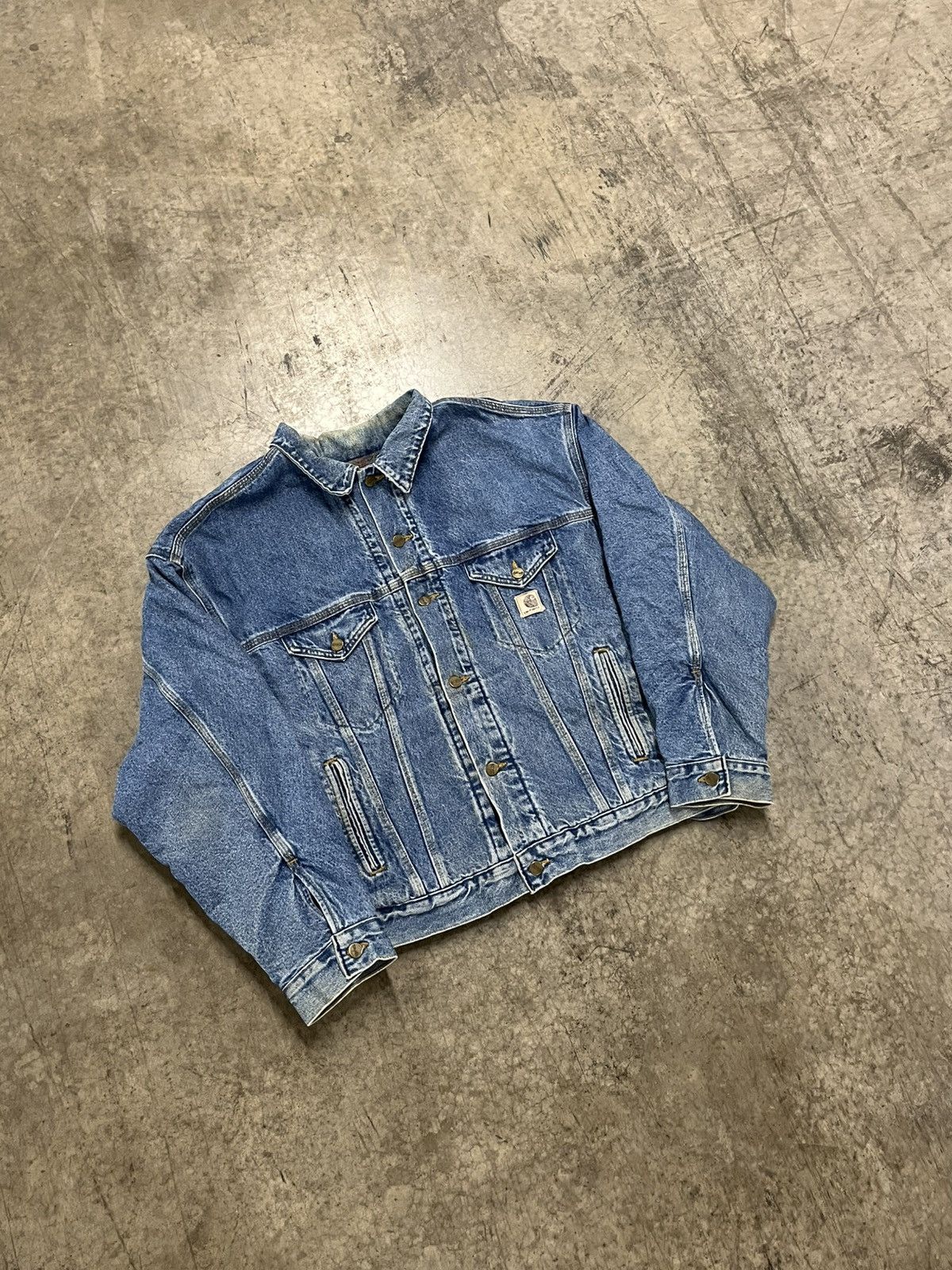 Carhartt × Vintage Carhartt denim trucker jacket blanket lined rare hype Size US XL / EU 56 / 4 - 2 Thumbnail