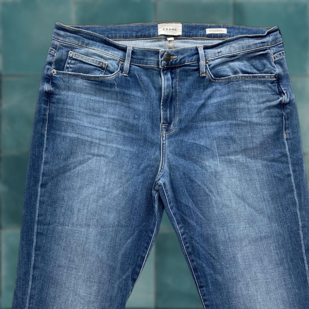 Frame FRAME Jeans Mens 38x32 Blue Denim L'Homme Skinny Surfside Wash Stretch Preppy Jeans Size US 38 / EU 54 - 1 Thumbnail