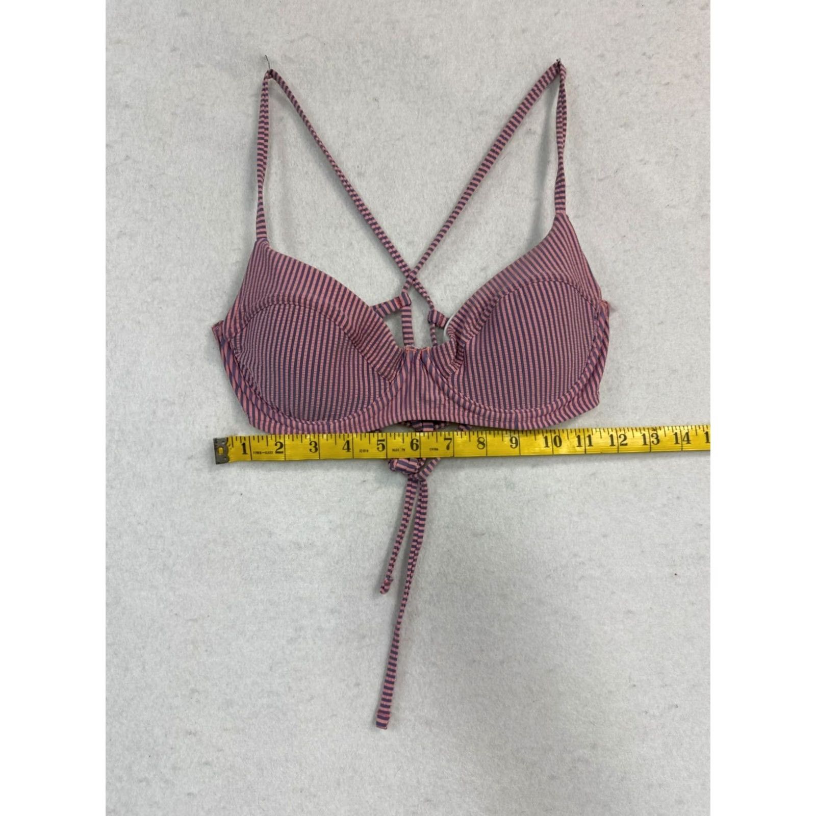 Vintage Salt Life Women's Bikini Top Pink/Purple - Medium, Regular Size Top, Salt Life, Women, Bikini Top, Pink/Purple Pinstripes Size M / US 6-8 / IT 42-44 - 4 Thumbnail