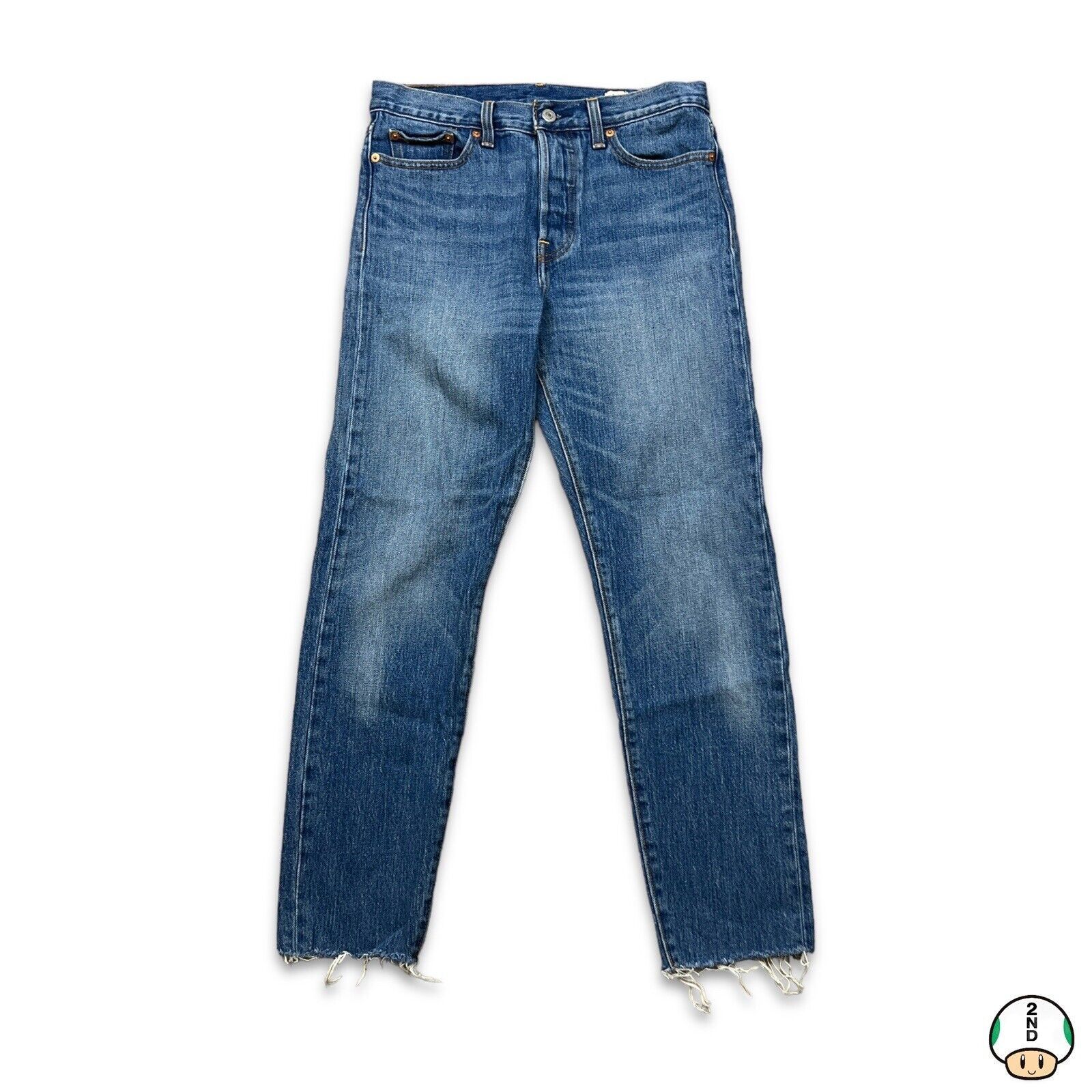 Levi's × Vintage Levi's Jeans 29x27 White Oak Medium Wash Distressed Frayed Size US 29 - 1 Thumbnail