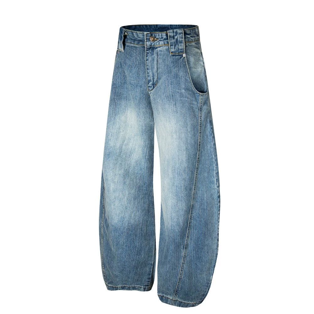 Jean Men's washed distressed loose wide-leg scimitar jeans Size US 32 / EU 48 - 3 Thumbnail