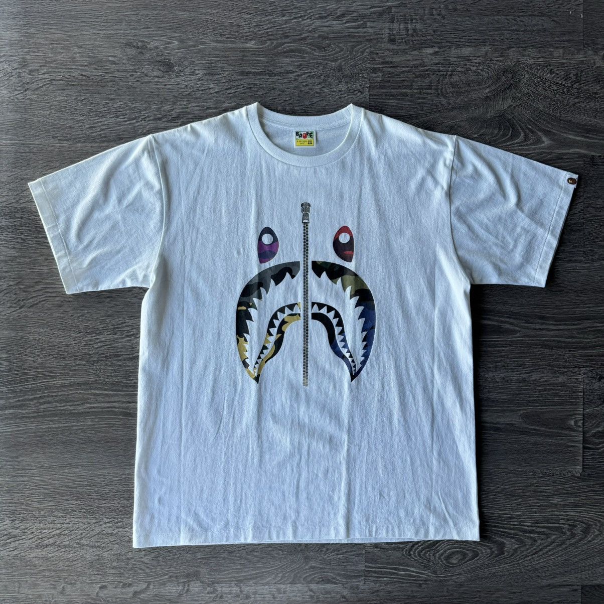 Bape Bape SS19 Mix Camo Shark Tee White 2XL XXL Size US XXL / EU 58 / 5 - 1 Thumbnail