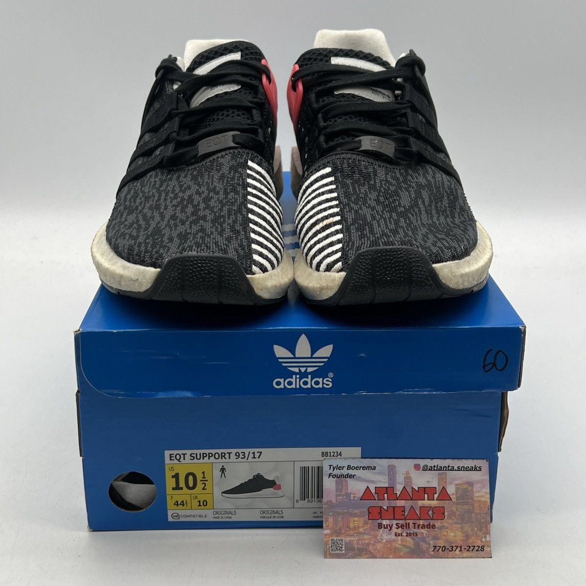 Adidas Eqt support 93/17 core black turbo red Size US 10.5 / EU 43-44 - 2 Thumbnail