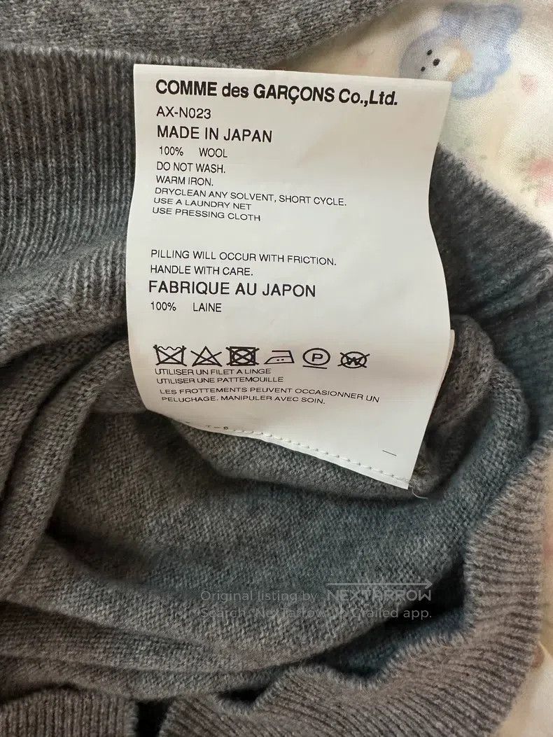 Comme des Garcons Comme Des Garcons Light gray round neck knit cardigan Size XS / US 0-2 / IT 36-38 - 6 Thumbnail