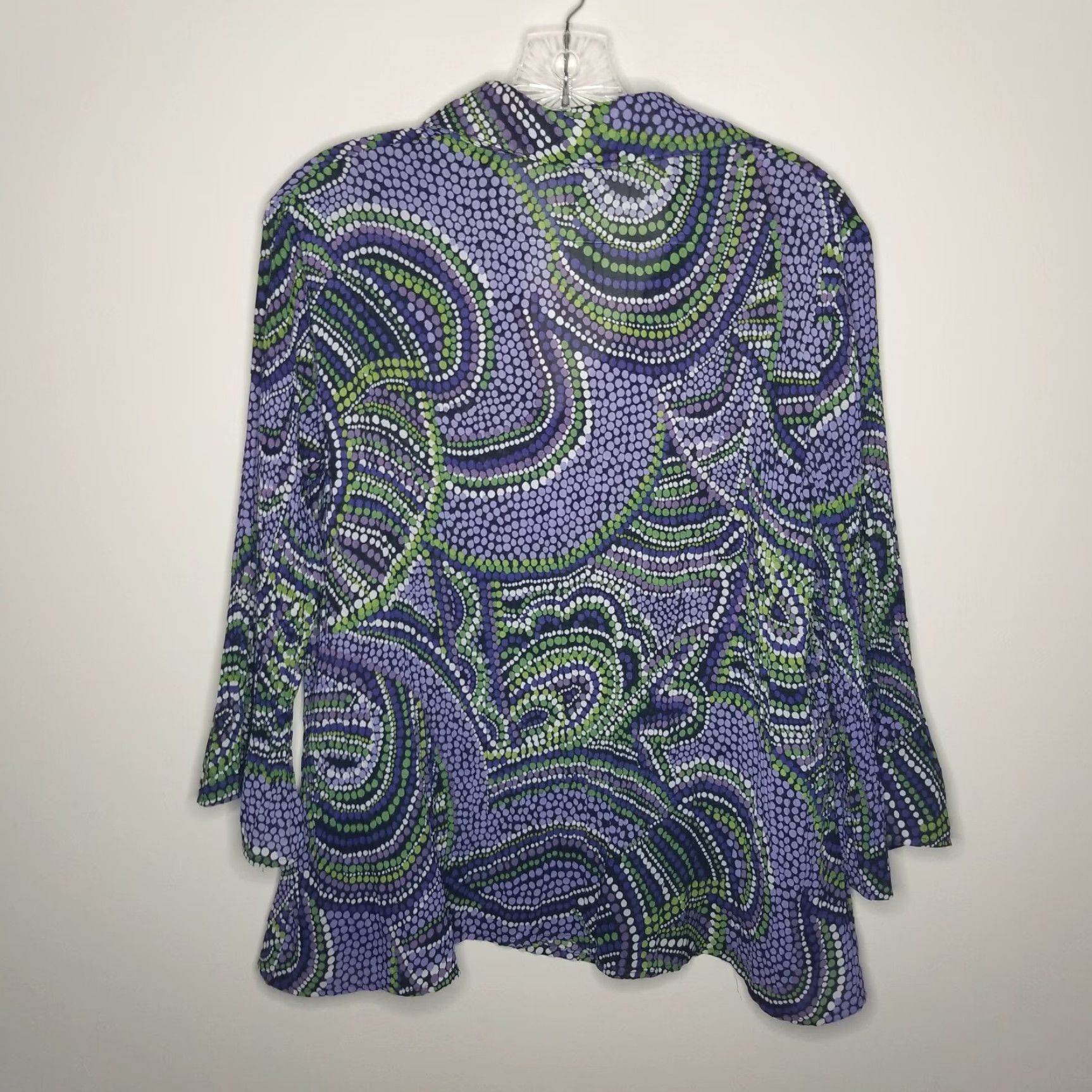 Vintage STUDIO 1940 Women's Long Sleeve Blouse Size L Purple Green Size L / US 10 / IT 46 - 5 Thumbnail