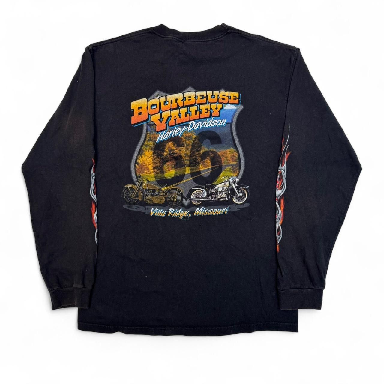 Harley Davidson 2007 Harley Davidson Black y2k Flame Sleeve Tee Shirt Size US L / EU 52-54 / 3 - 5 Thumbnail