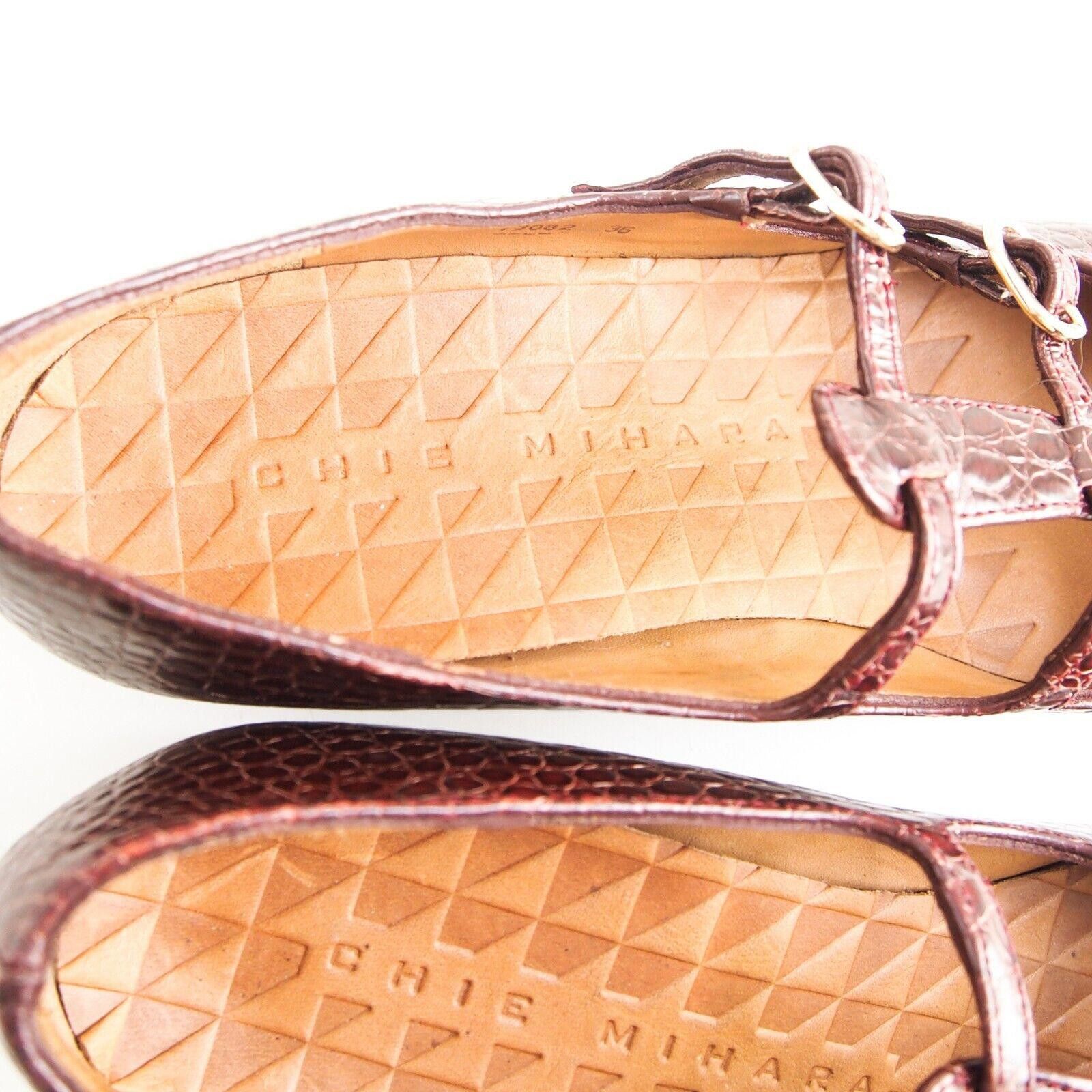 Designer Chie Mihara Mary Jane Flats Burgundy Faux Croc EU 36 US 6 Size US 6 / IT 36 - 7 Thumbnail