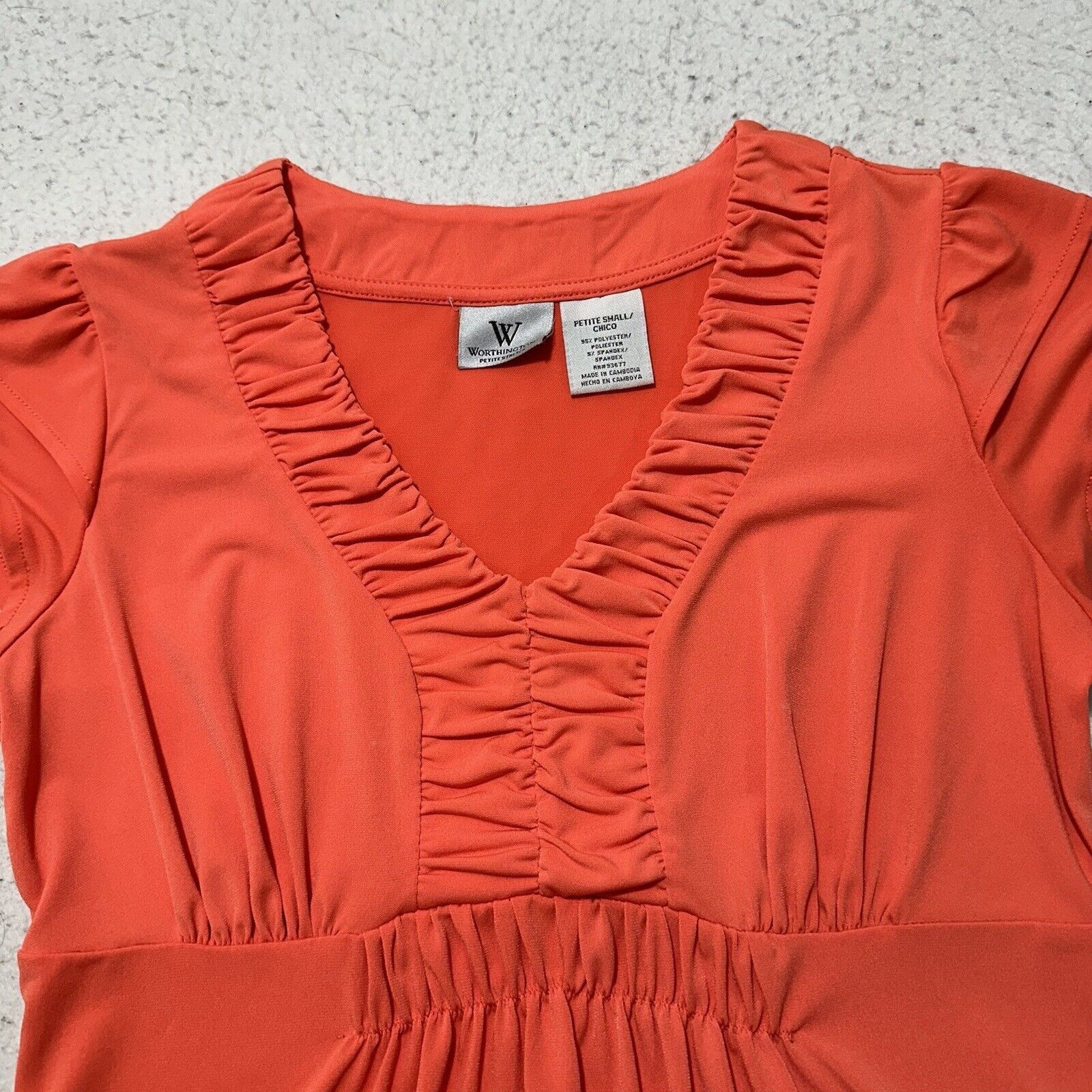 Worthington Worthington SP Cap Sleeve V-Neck Pink Lightweight Blouse Top Size S / US 4 / IT 40 - 2 Thumbnail
