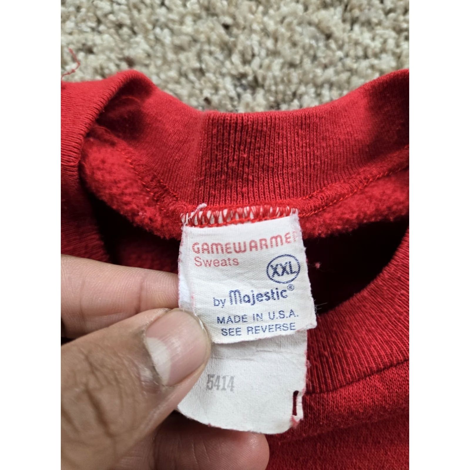 Vintage VINTAGE Majestic Chicago PD Sweatshirt 2XL Red Crew Neck Pullover USA Made 80s 90s Mens Sweatshirt Size US XXL / EU 58 / 5 - 5 Thumbnail
