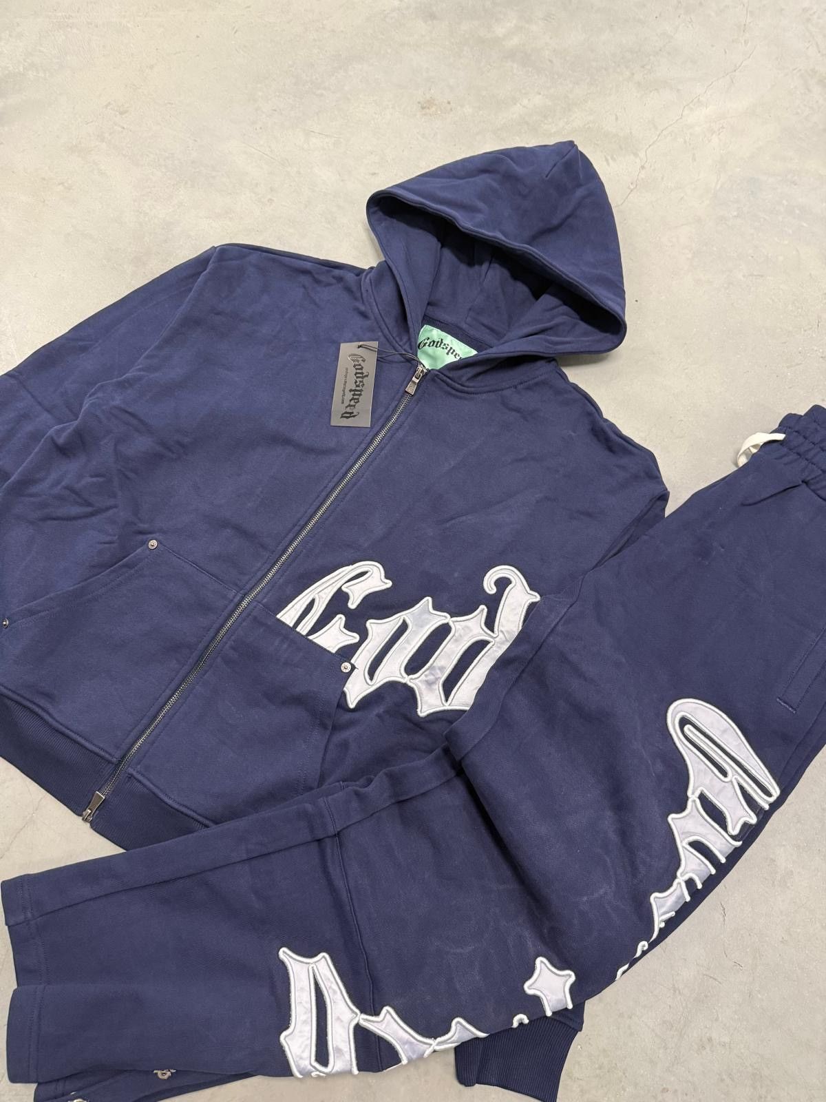 Godspeed Godspeed Navy/Silver Satin OG Logo V2 Sweatsuit Brand New Size US L / EU 52-54 / 3 - 2 Thumbnail