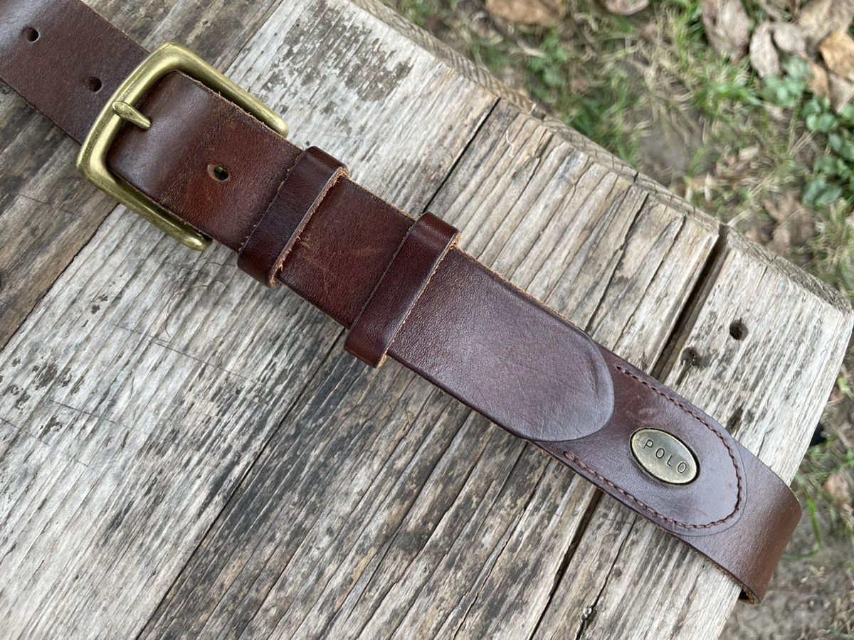 Polo Ralph Lauren Vintage Polo Ralph Lauren Leather Belt Solid Brass Size 32 - 19 Thumbnail
