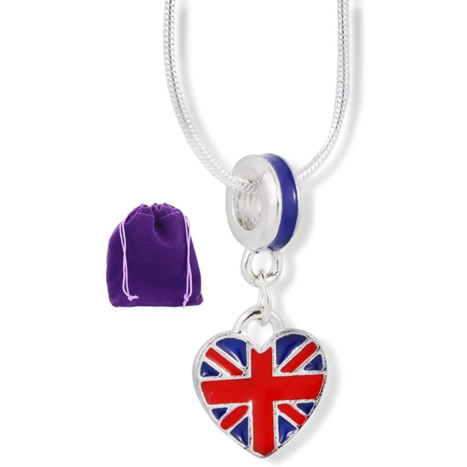 & Other Stories British Flag on Heart Charm Snake Chain Necklace Size ONE SIZE - 1 Thumbnail