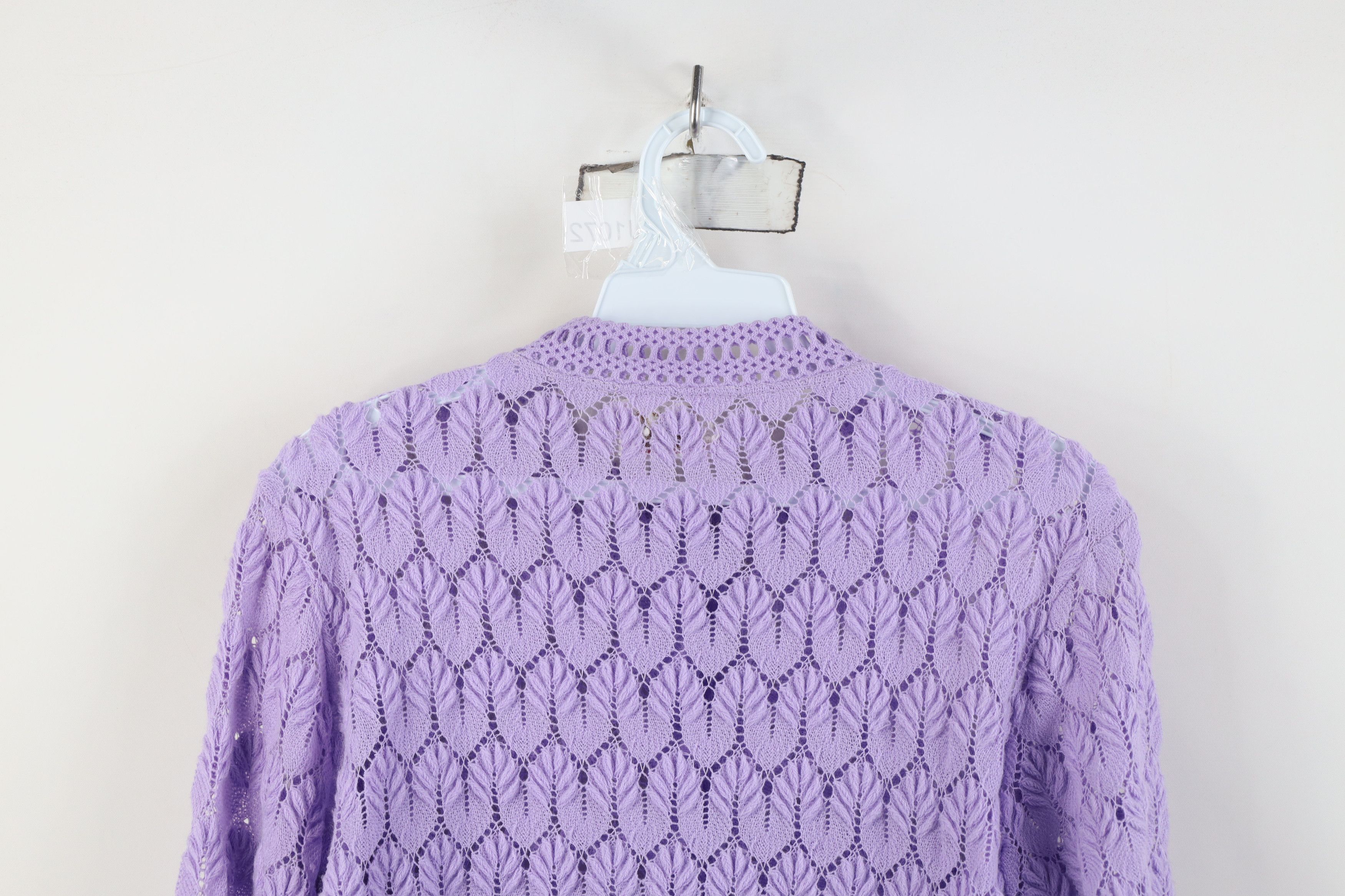 Vintage Vintage 60s Streetwear Crochet Knit Cardigan Sweater Purple Size XS / US 0-2 / IT 36-38 - 10 Thumbnail