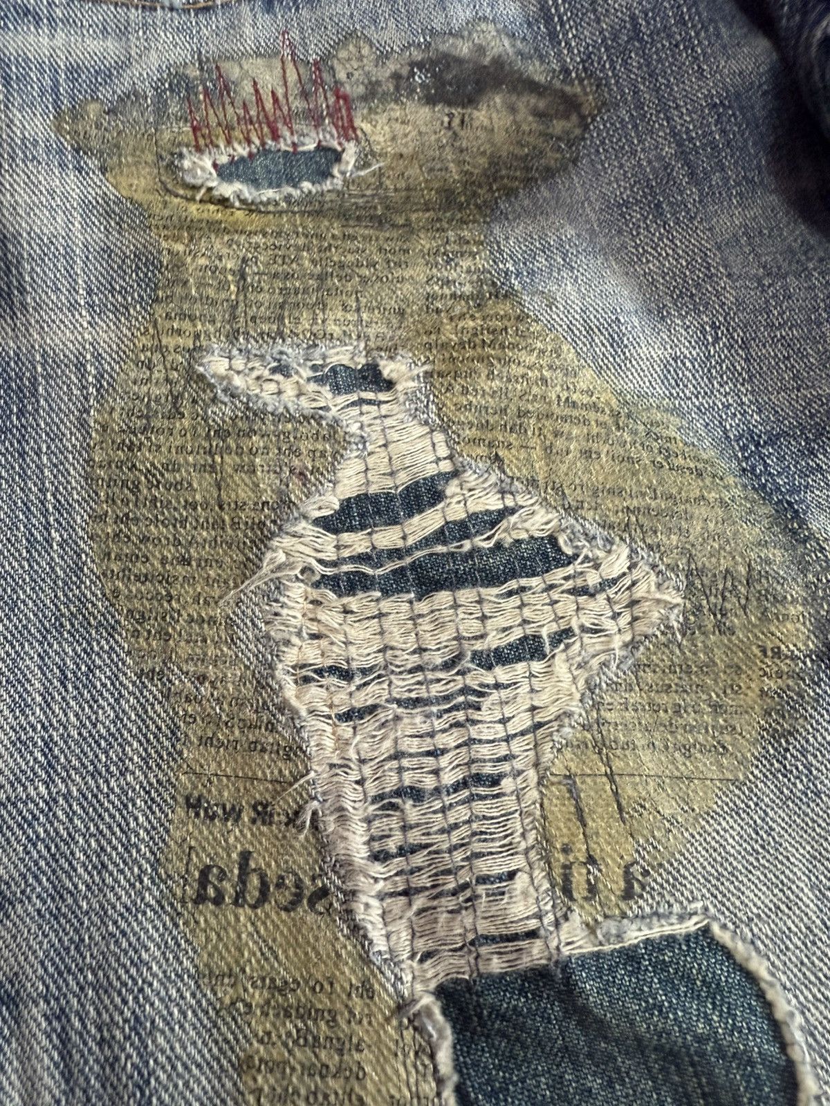 Hysteric Glamour × Japanese Brand Antgauge Japan Boro Distressed Newspaper Patch Jeans Size US 30 / EU 46 - 6 Thumbnail