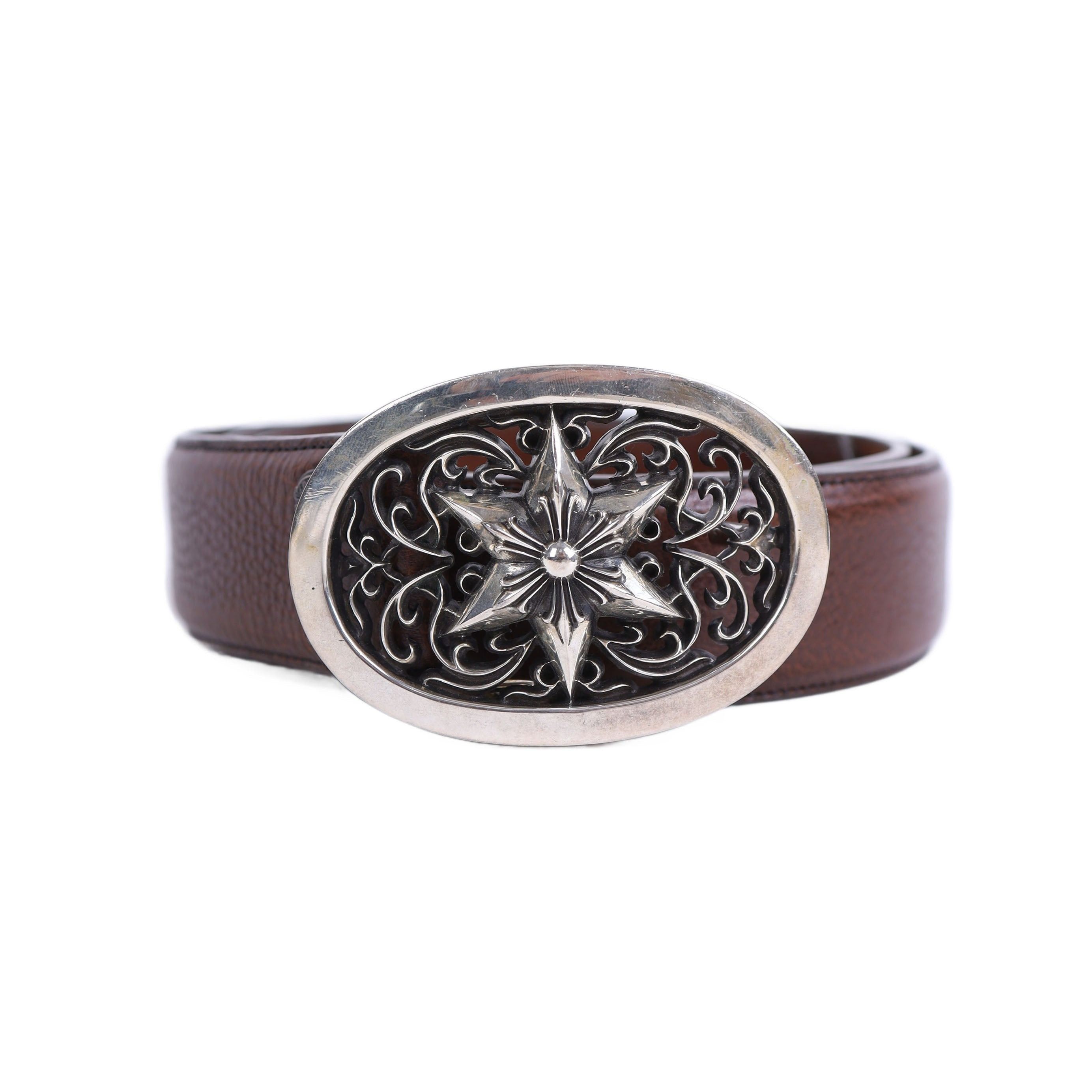 Chrome Hearts Chrome Hearts Star Oval Cross Brown Belt Size 38 - 1 Thumbnail