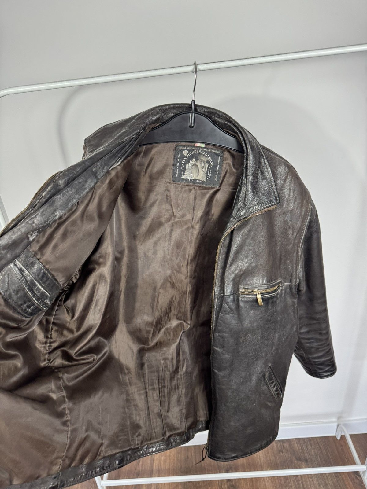 Leather Vintage Heavy Distressed Leather Jacket Brown Zip Biker Men Size US XL / EU 56 / 4 - 9 Thumbnail