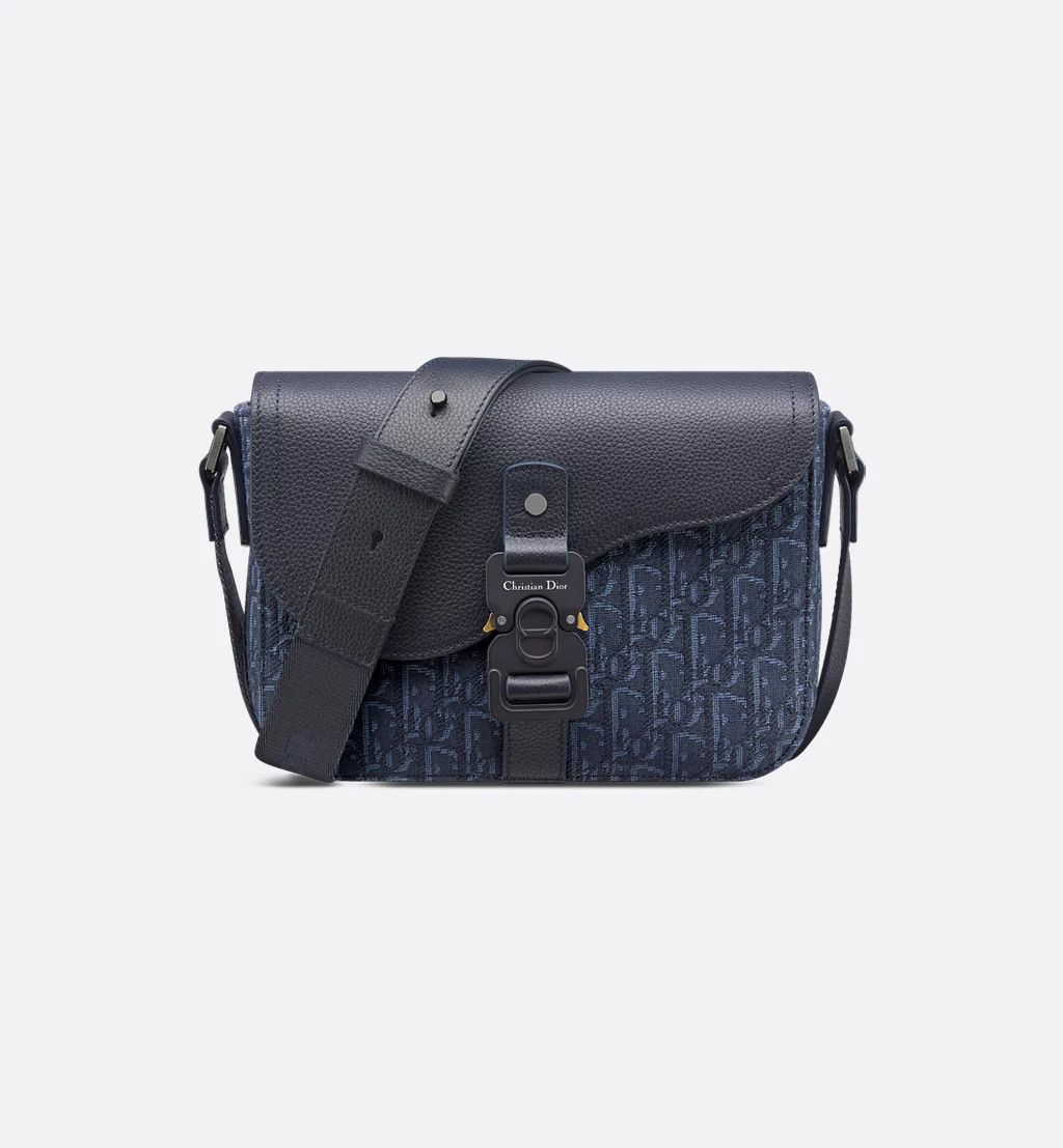 Dior Small Saddle Messenger Bag With Flap 1Adpo049Yks_H53E in Blue, Men's