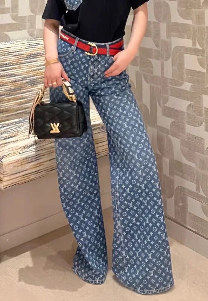 Louis Vuitton LV Monogram Wide-Leg Jeans Size 38" / US 16 / IT 52 - 1 Thumbnail