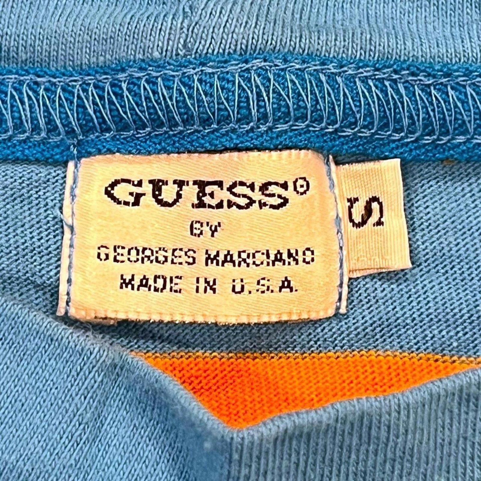 Guess Vintage 90s GUESS Jeans USA Spell Out Striped Tee - Marciano Size US S / EU 44-46 / 1 - 4 Thumbnail
