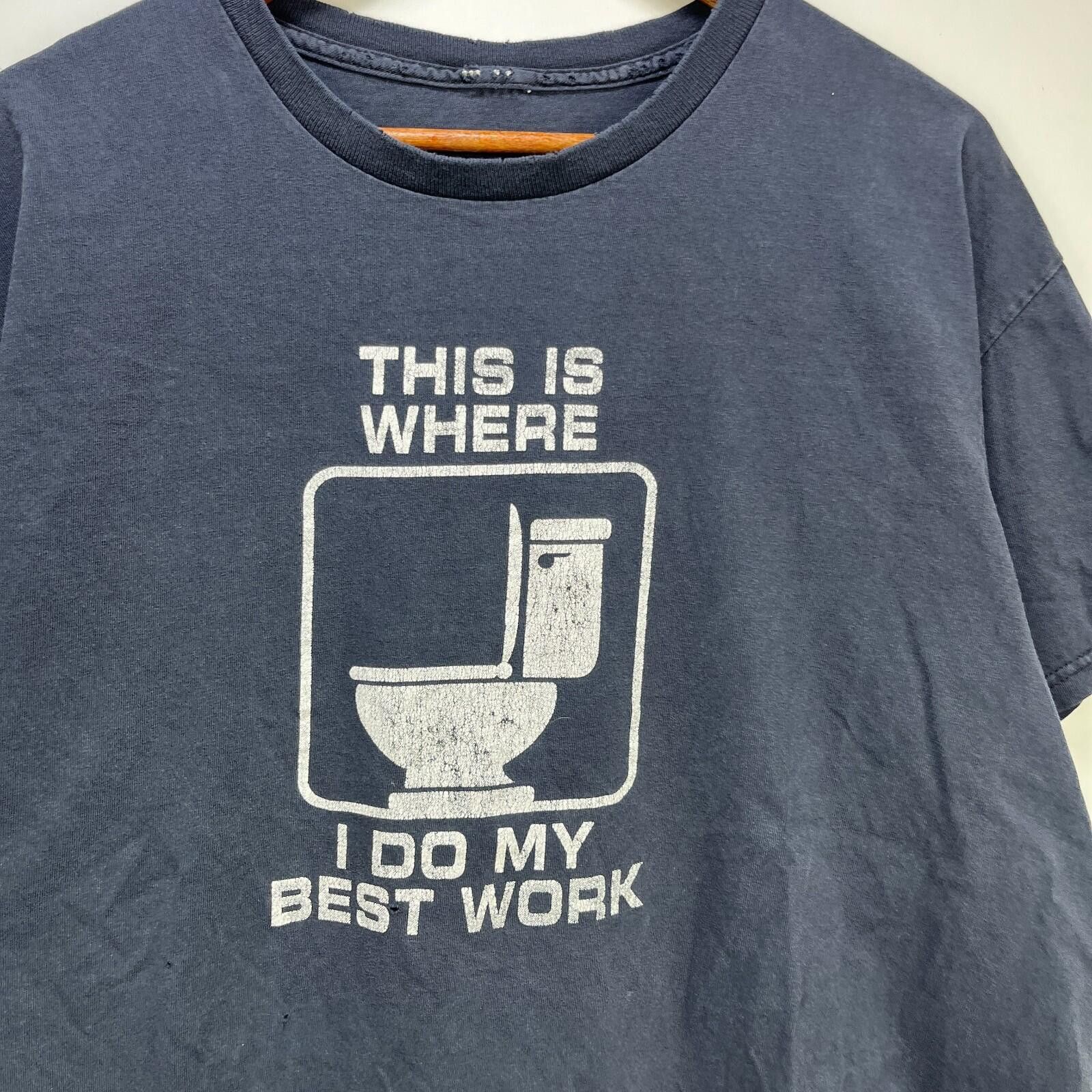 Vintage Vintage Toilet Humour Best Work Faded Novelty T Shirt XL Size US XL / EU 56 / 4 - 2 Thumbnail