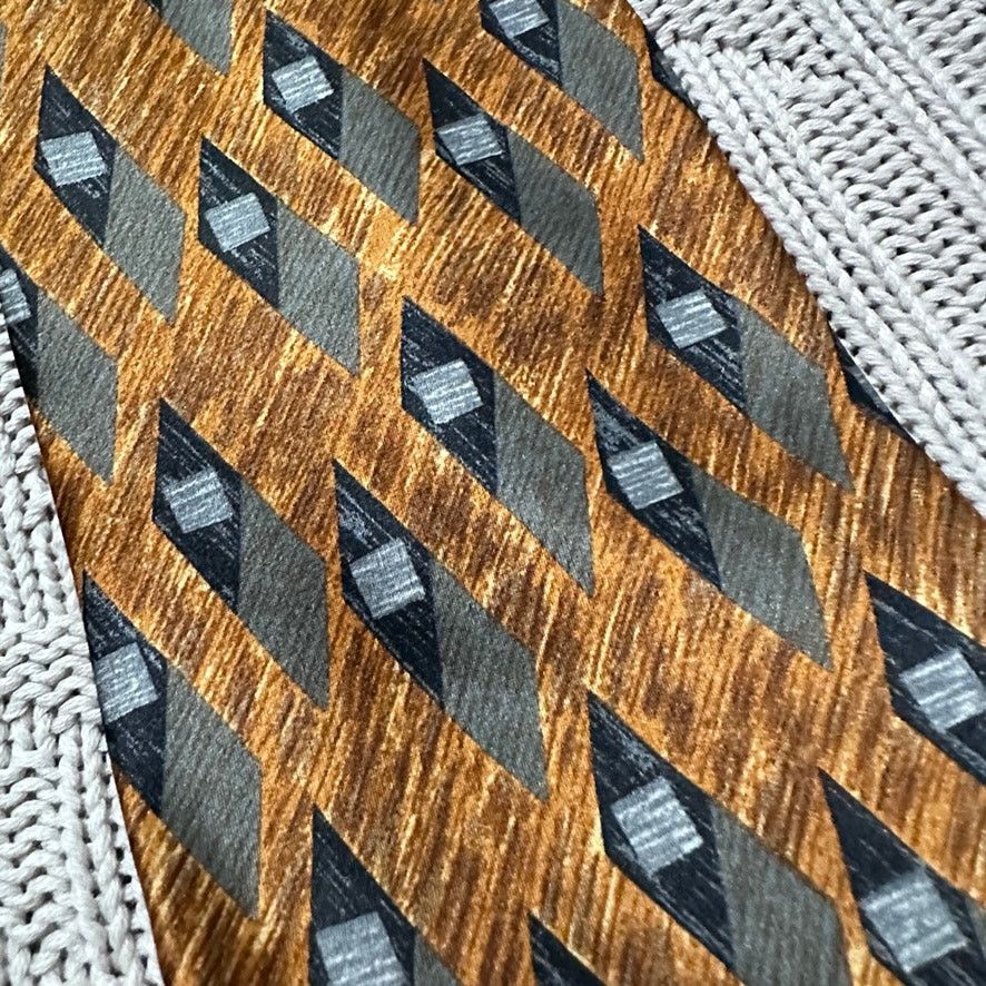 Ermenegildo Zegna Ermenegildo Zegna bronze diamond geometric print silk tie Size ONE SIZE - 2 Thumbnail
