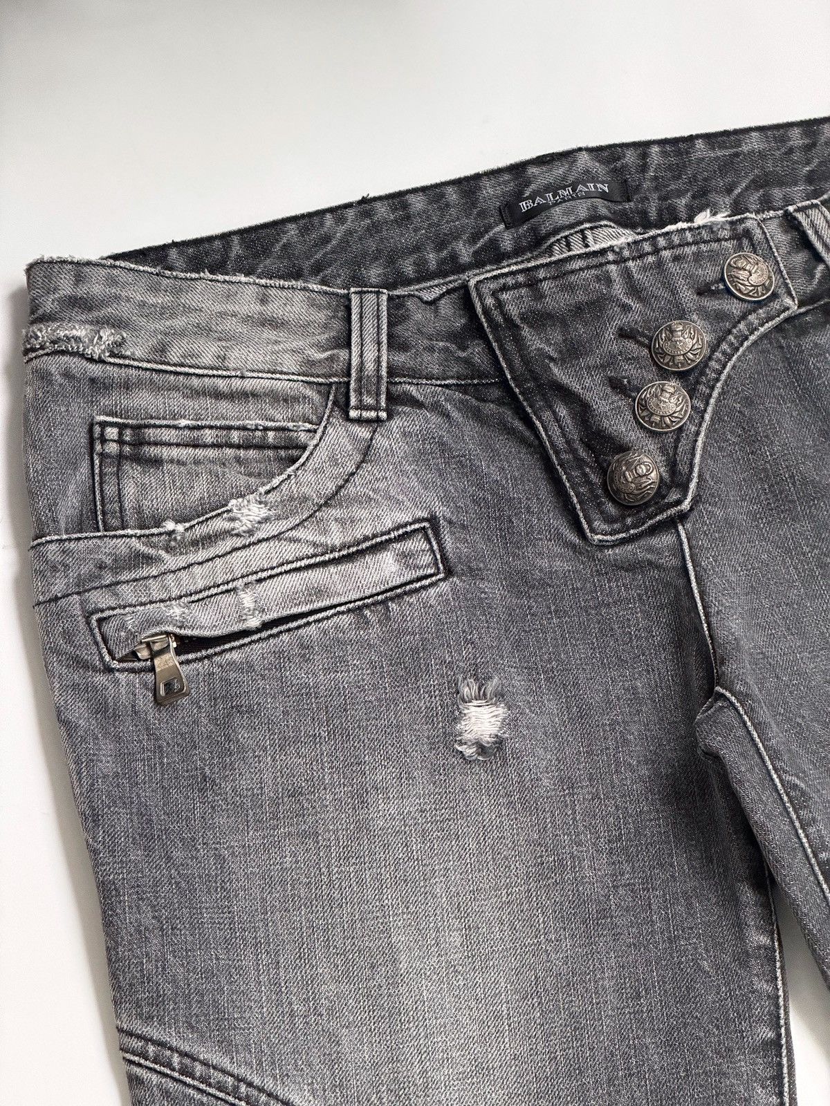 Balmain BALMAIN Decarnin FW2010 Flared Biker Buttoned Ripped Jeans Size US 28 / EU 44 - 8 Thumbnail