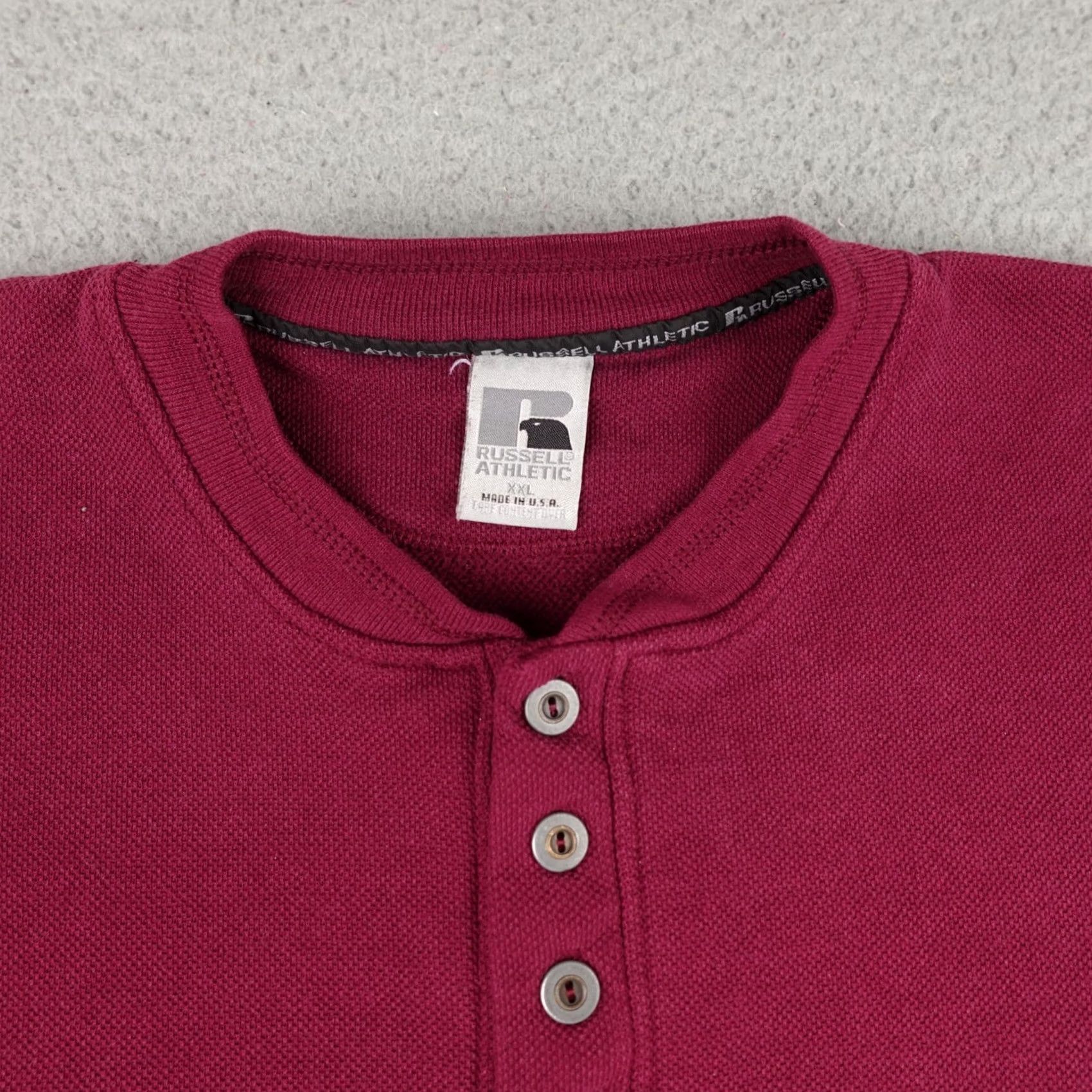 Russell Athletic VINTAGE Russell Athletic Sweatshirt Mens 2XL Red Henley Thermal Made In USA 90s Size US XXL / EU 58 / 5 - 4 Thumbnail
