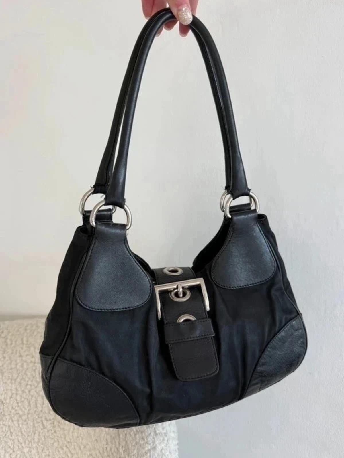 Prada Prada nylon buckle half moon shoulder bag in black Size ONE SIZE - 5 Thumbnail