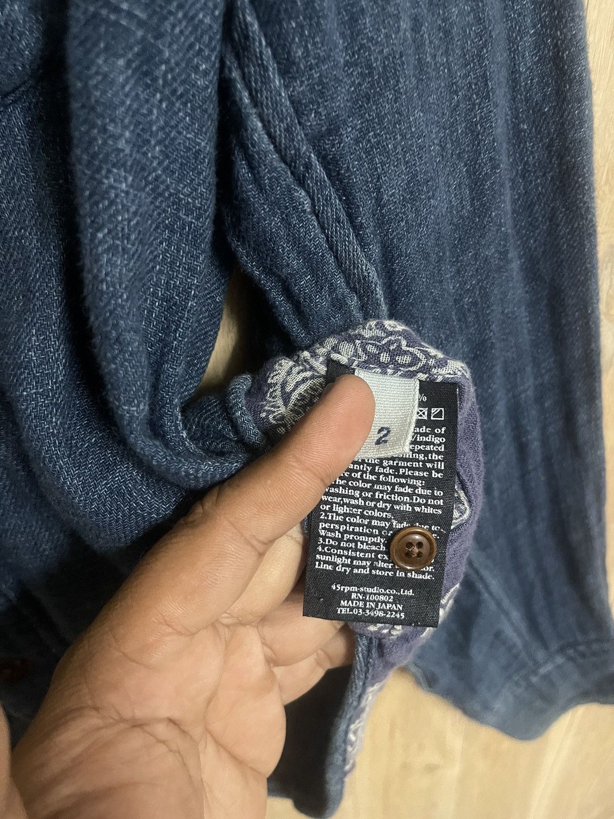 45rpm Vintage 45RPM Indigo Bandana Long Sleeve Shirt Kapital Okura Size US M / EU 48-50 / 2 - 5 Thumbnail