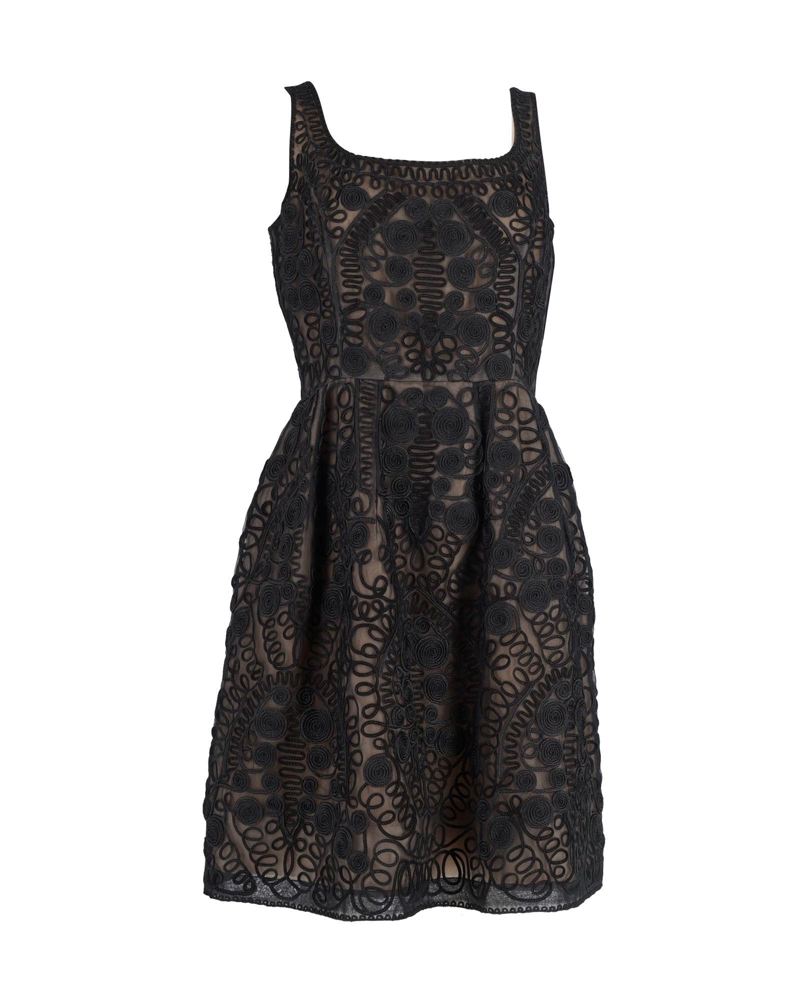 Image of Oscar De La Renta Embroidered Overlay Dress In Black Silk, Women's (Size XL)