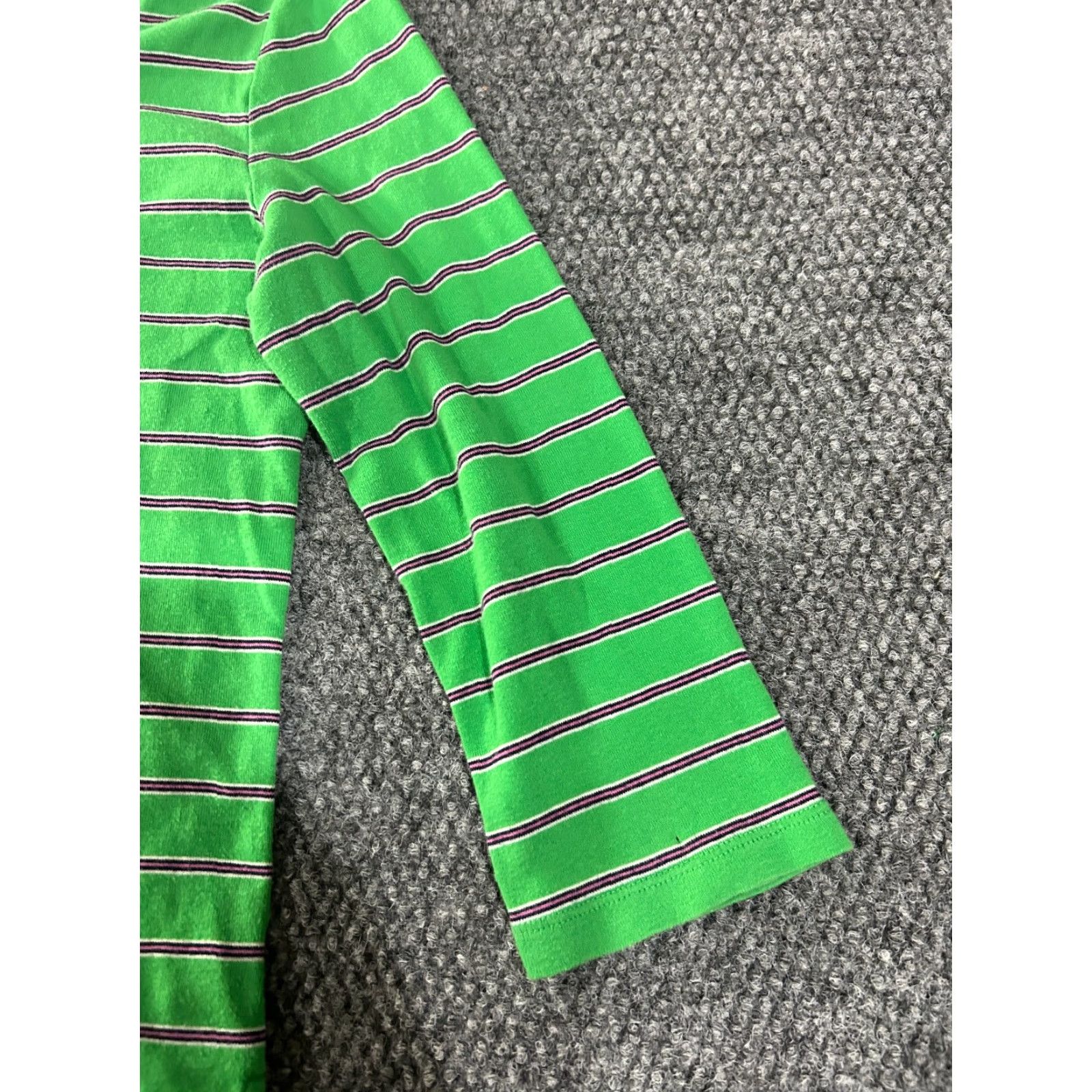 Ralph Lauren Lauren Ralph Lauren Blouse M Green Striped Cotton Pullover Button Sleeve Length Long Round Neck Casual Women’s Regular Fit Vintage: No Size M / US 6-8 / IT 42-44 - 3 Thumbnail