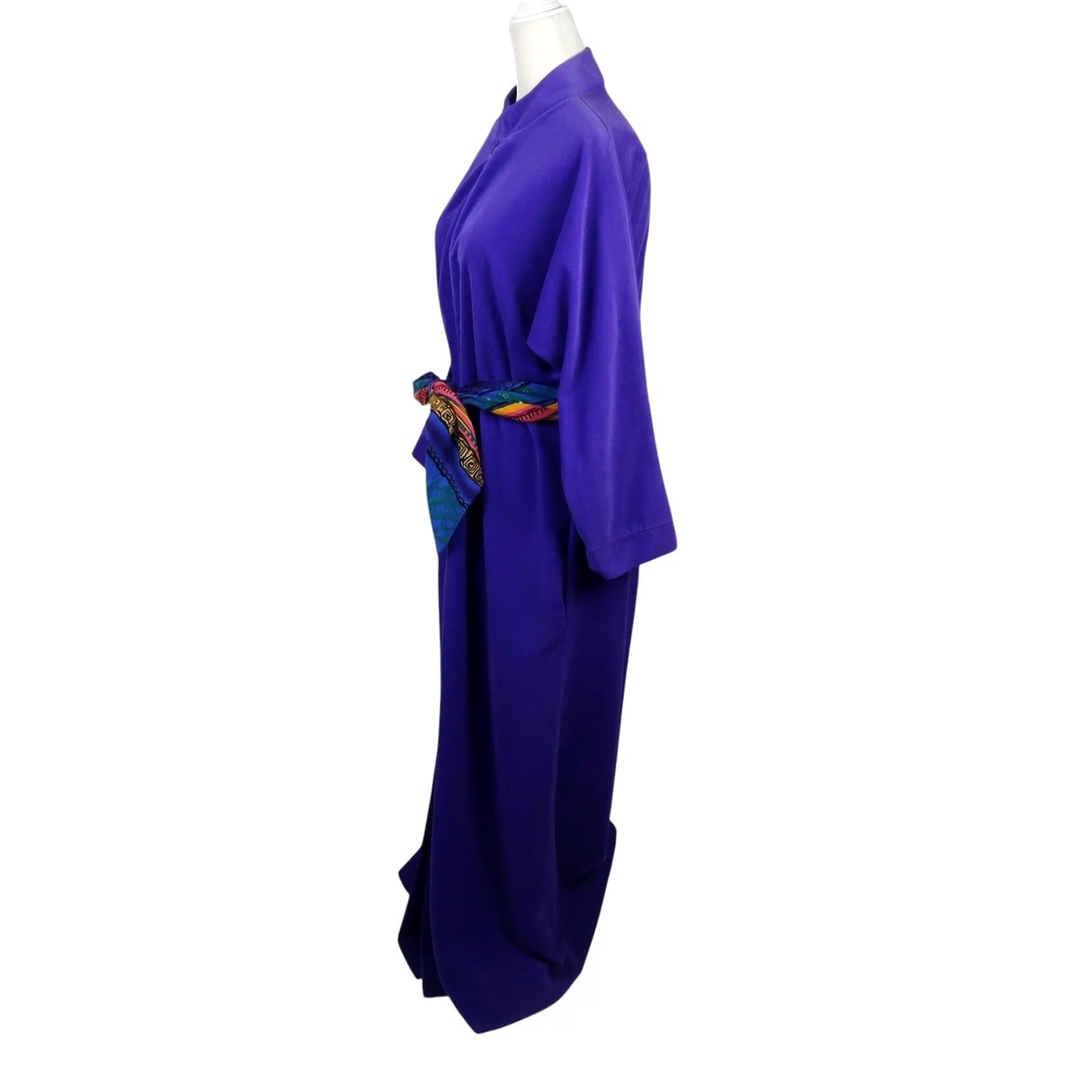 Vintage VINTAGE 80s Royal Purple Fleece Zip Front Long Robe M Women Size ONE SIZE - 3 Thumbnail