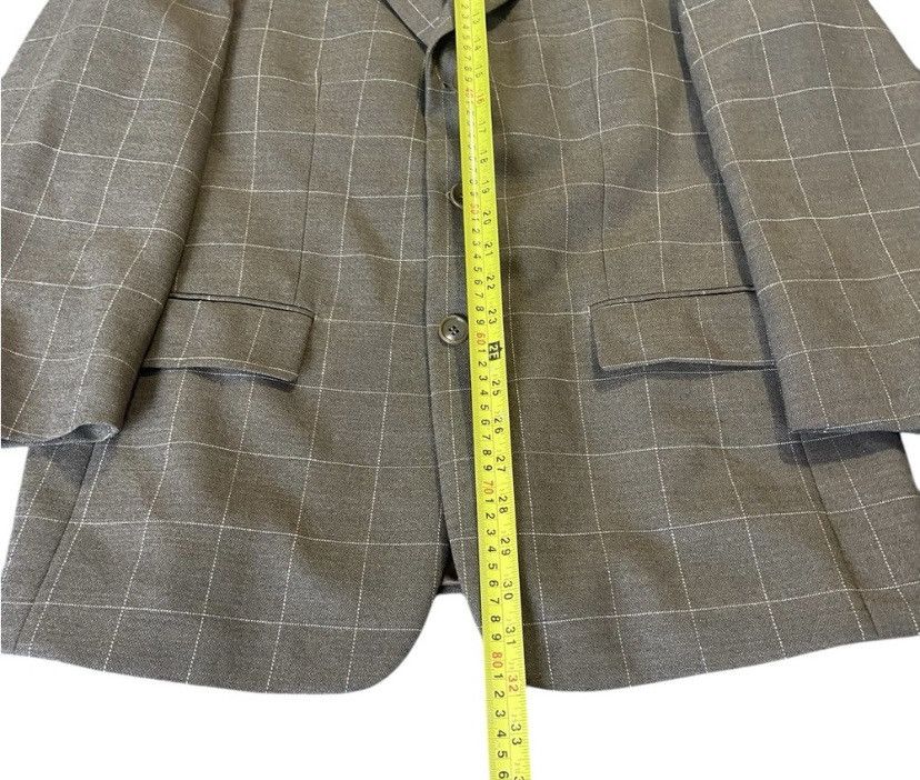 Designer Mens Blazer Windowpane Brown White Check 40S Worsted Size 40S - 8 Thumbnail