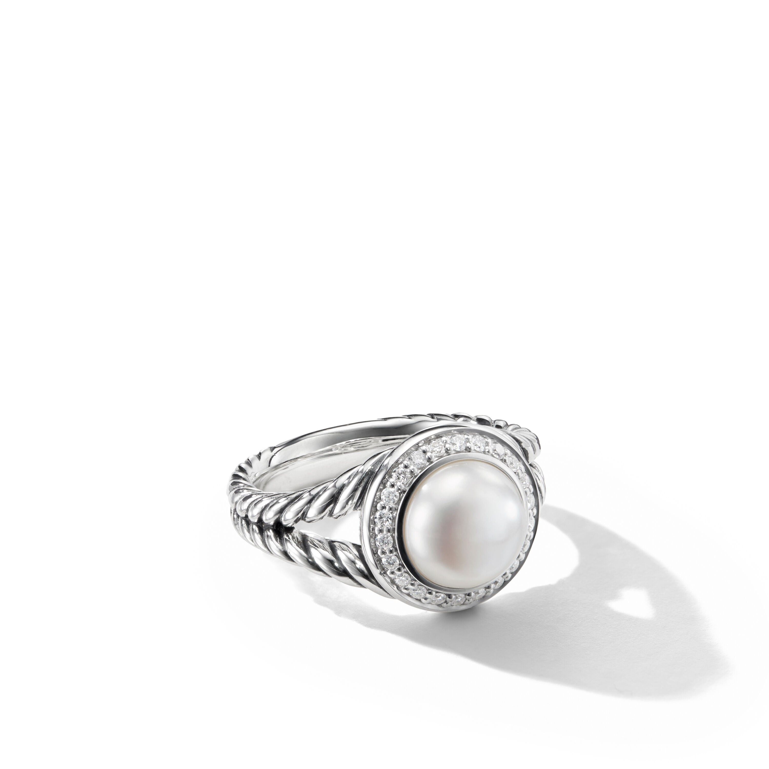 David Yurman o1w1db10325 Ring in Sterling Silver with Pearl and Diamonds Size ONE SIZE - 1 Thumbnail