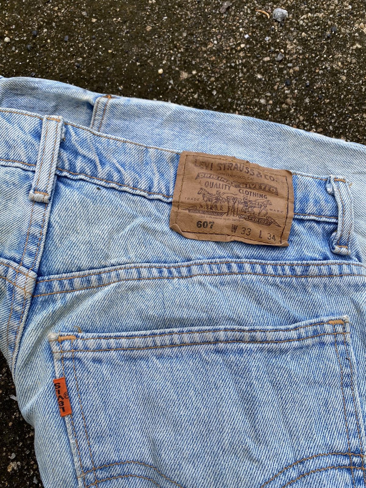 Levi's Vintage Levis 607 Orange Tab Stone Wash Distressed Denim Size US 33 - 9 Thumbnail