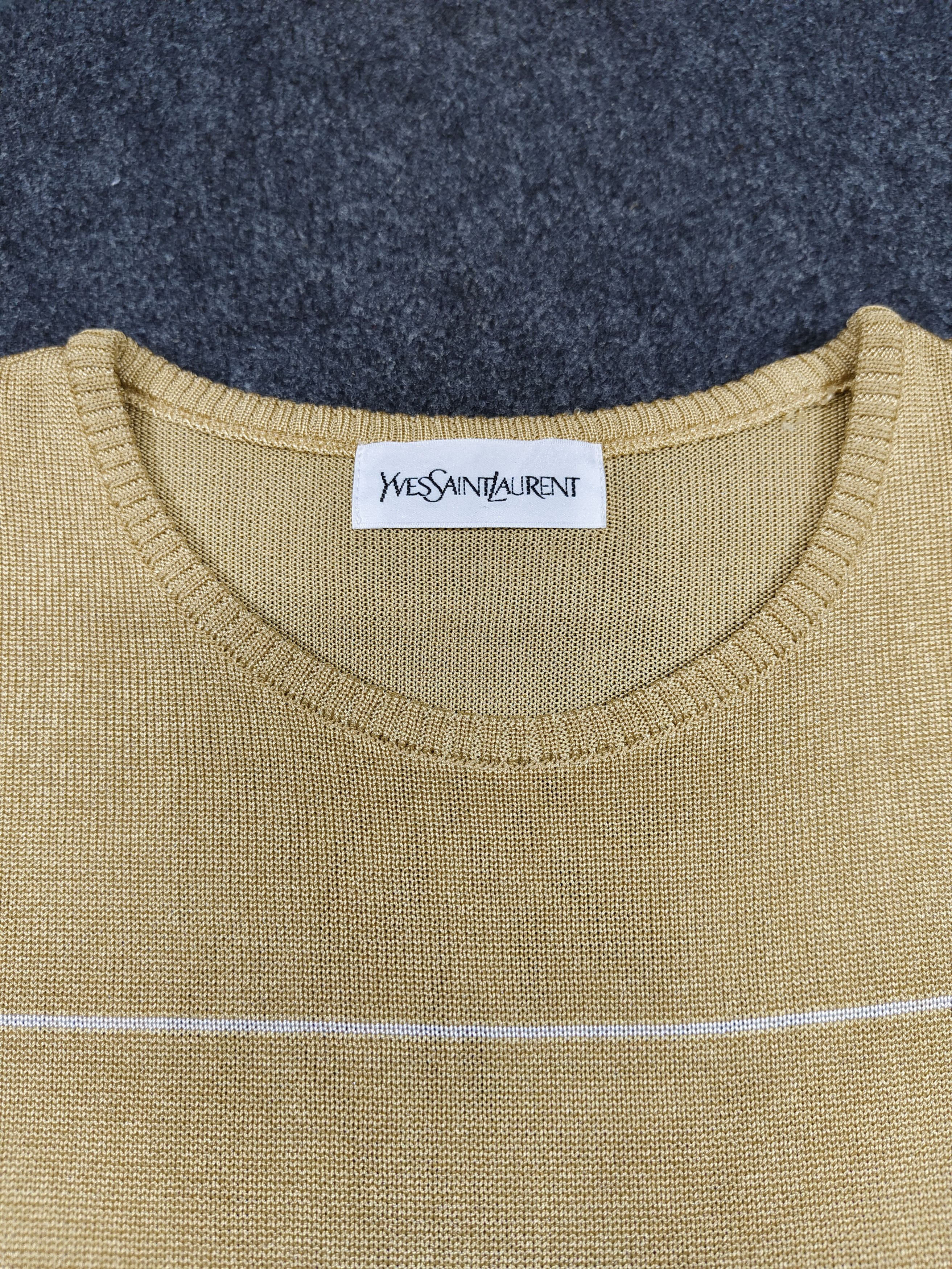 Yves Saint Laurent 80s Yves Saint Laurent Gold Striped Rayon Knitted Size M / US 6-8 / IT 42-44 - 7 Thumbnail
