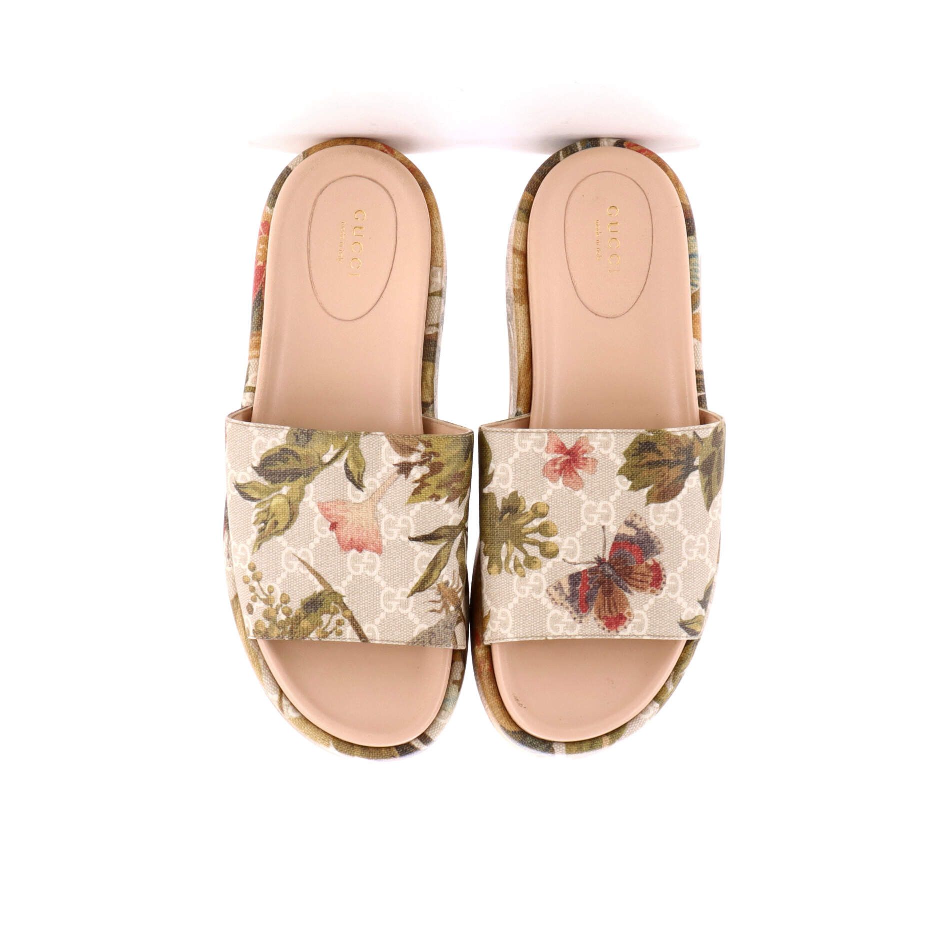 Gucci Women's angelina platform slide sandals printed gg coated canvas Size ONE SIZE - 1 Thumbnail