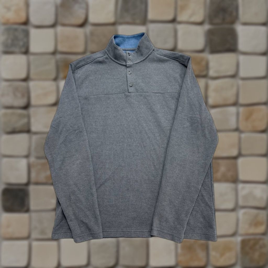 johnnie-O Johnnie-O Sweater Mens Large Gray Cotton Blend Quarter Button Pullover Knit Mock Neck Casual Golf Size US L / EU 52-54 / 3 - 1 Thumbnail
