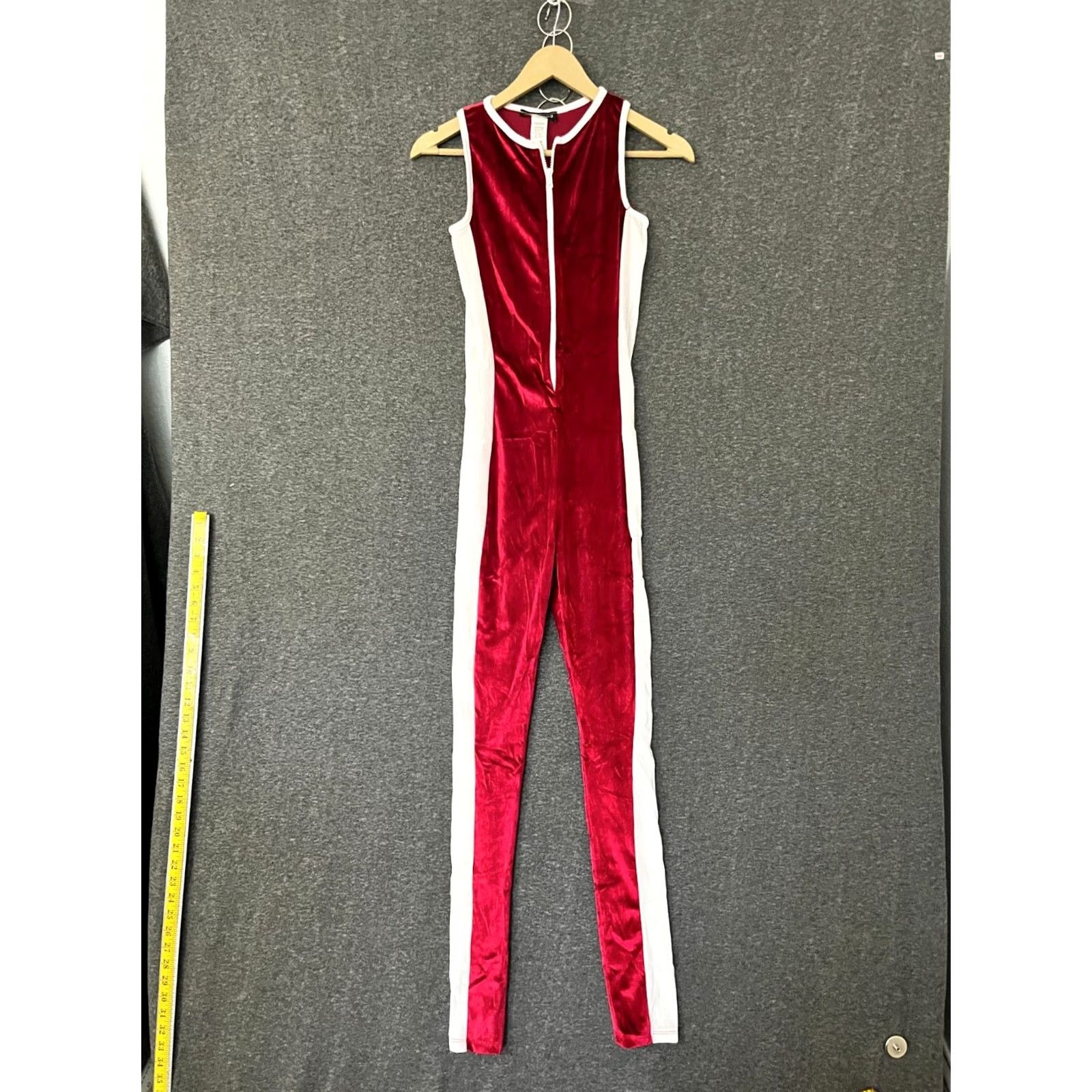 Vintage Codigo Women's Yoga Sleeveless Tight 1/4 Zip Round Neck Red Jumpsuit Size S Size 28" / US 6 / IT 42 - 2 Thumbnail