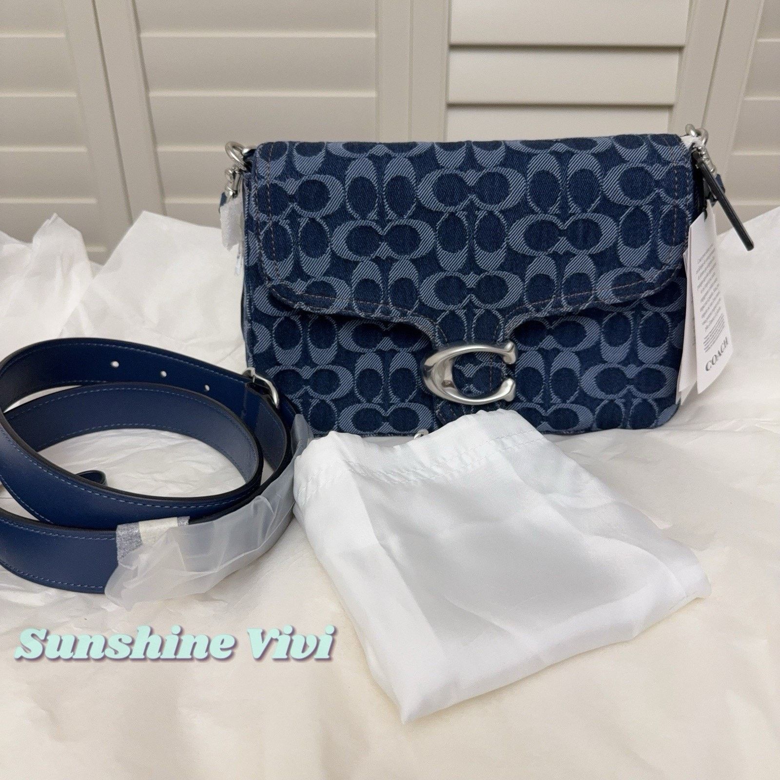 Coach NWT COACH Chain Tabby Shoulder Bag Denim Deep Blue CAN00 Size ONE SIZE - 1 Thumbnail