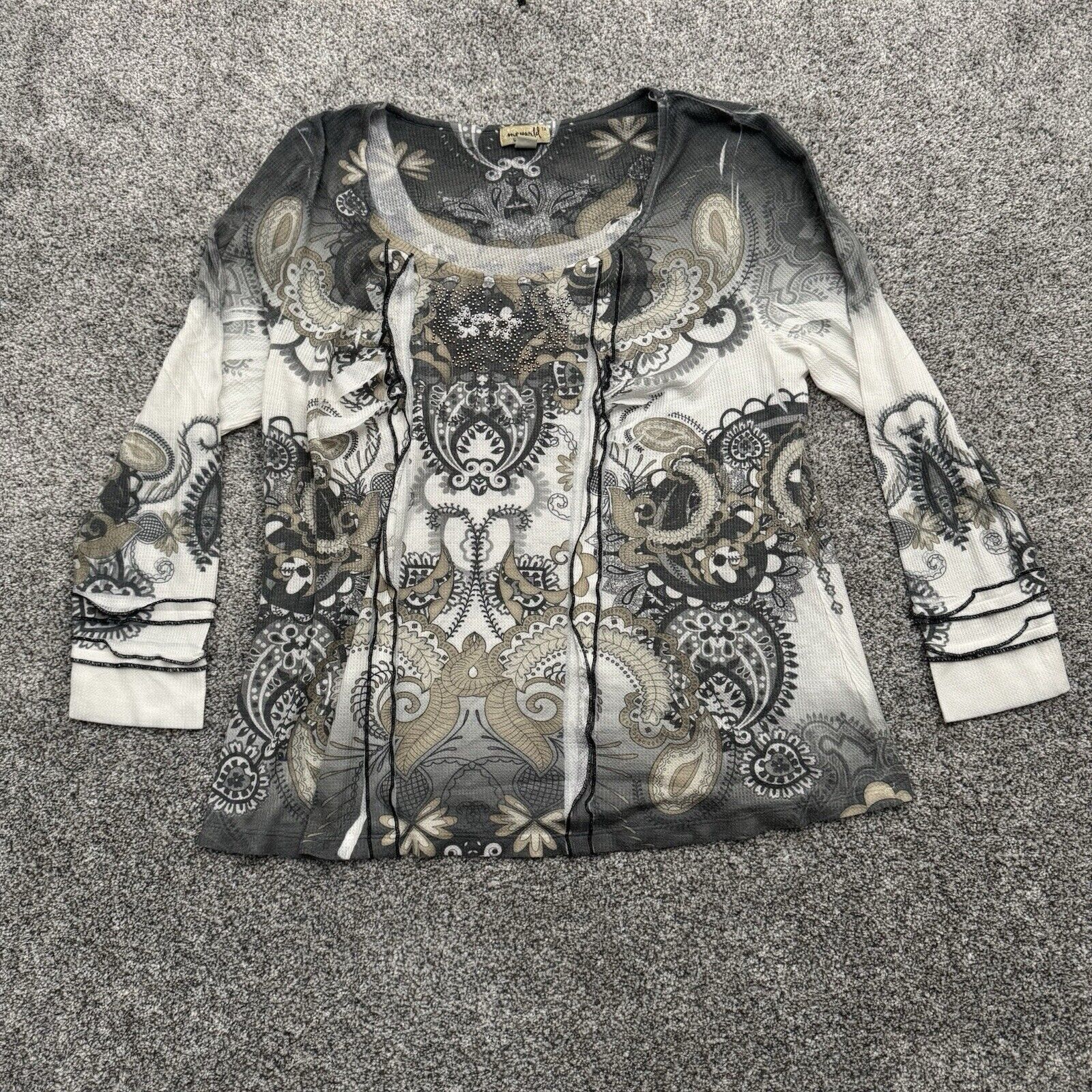 Other One World Y2K Top Womens Plus 1X Rhinestones Paisley Boho Size XL / US 12-14 / IT 48-50 - 1 Thumbnail
