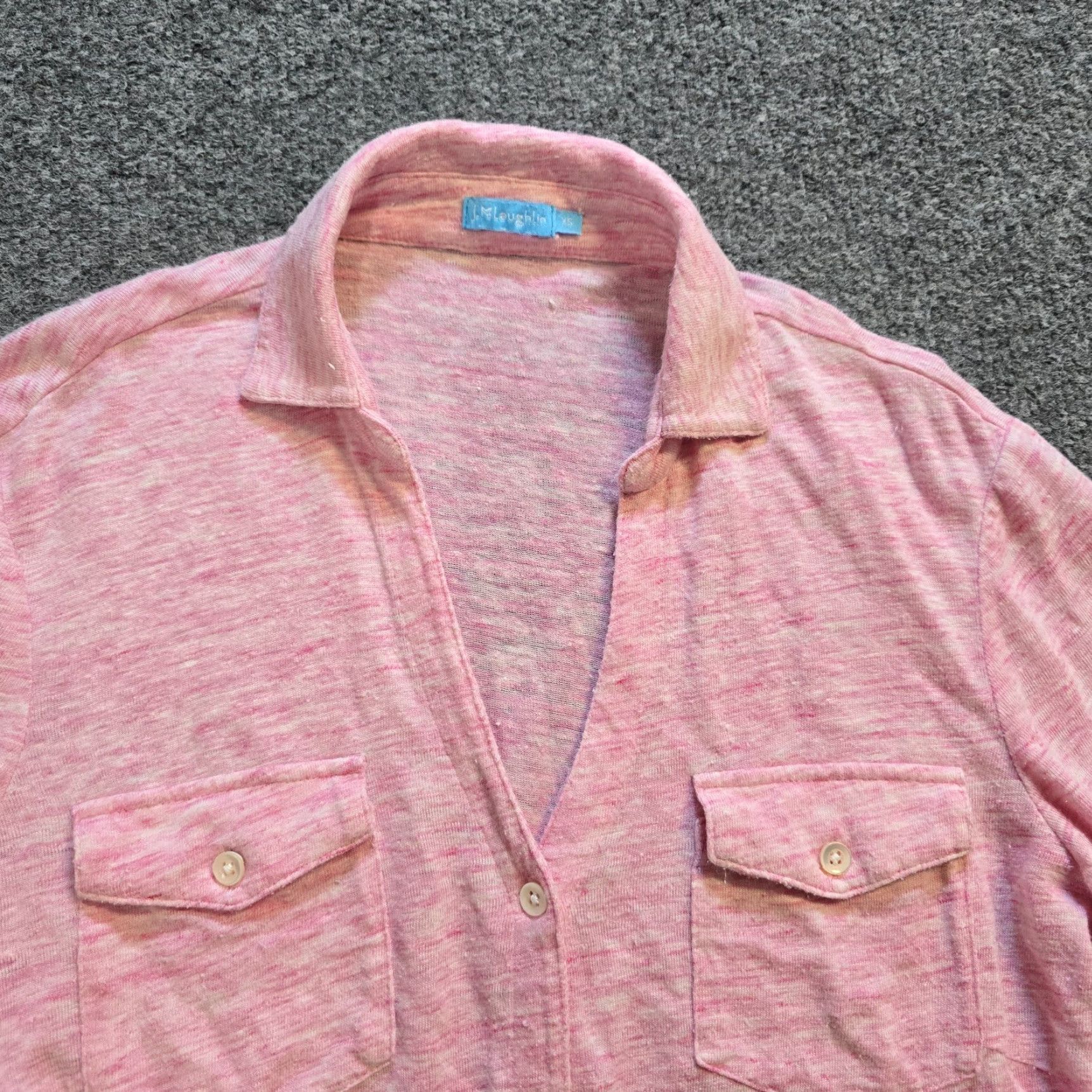 J.McLaughlin J. McLaughlin Top Womens XS Pink Linen Blend Button 3/4 Sleeve Preppy Casual Blouse Size XS / US 0-2 / IT 36-38 - 2 Thumbnail